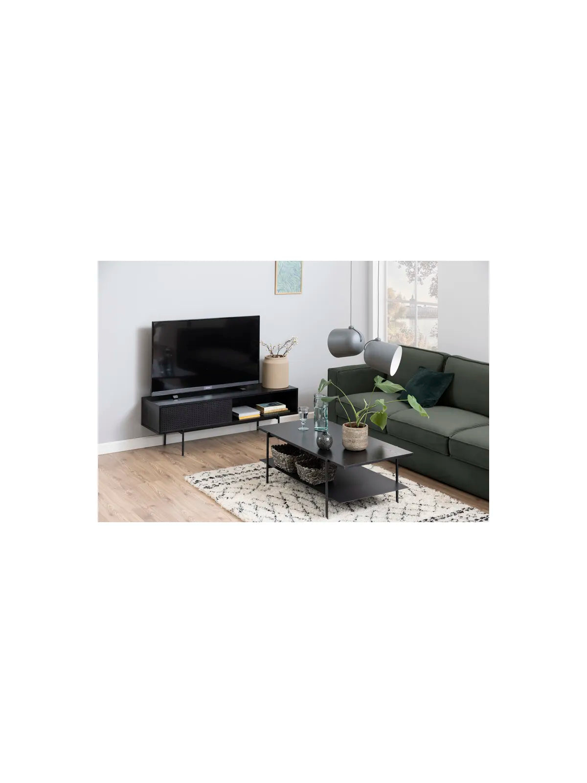 Angus Couchtisch Esche Schwarz Rau Melamin