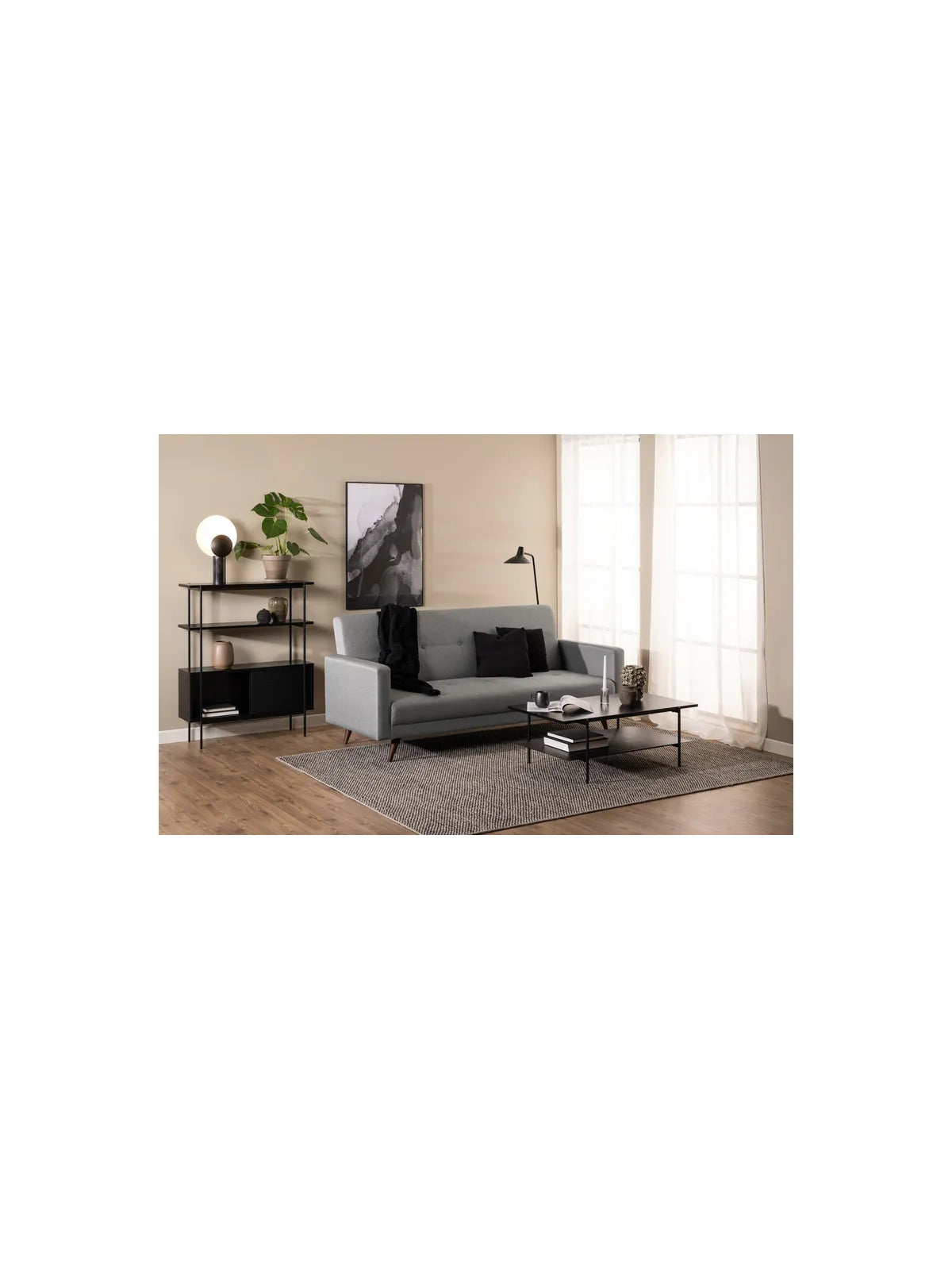 Angus Couchtisch Esche Schwarz Rau Melamin