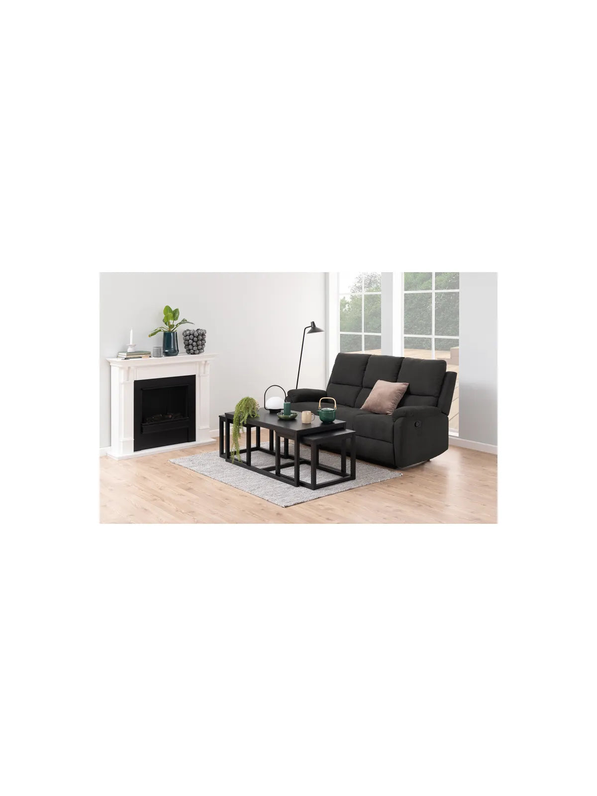 Cornus Couchtisch Schwarz PU Lackiert Eiche Furnier