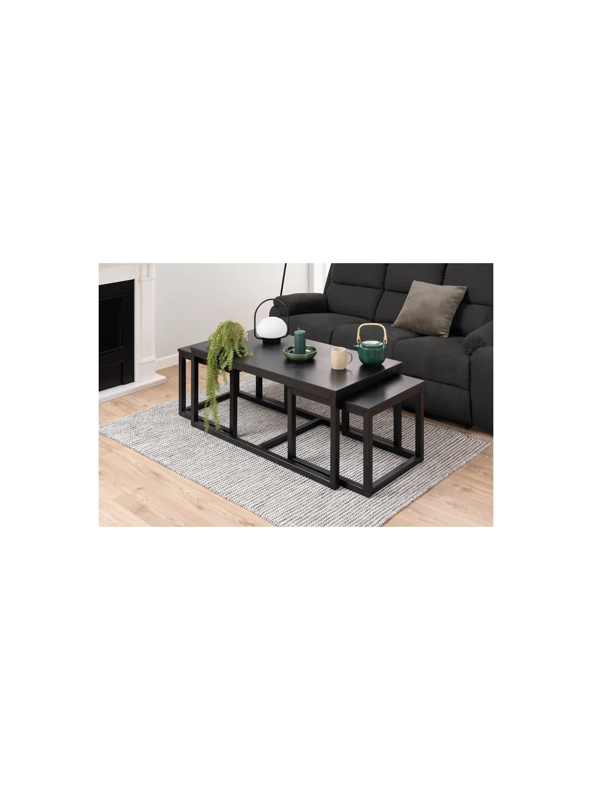Cornus Couchtisch Schwarz PU Lackiert Eiche Furnier