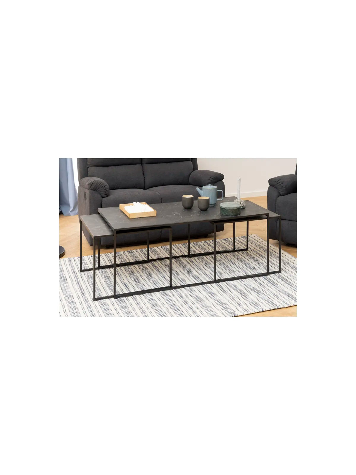 Infinity Couchtisch Izmir Matt Schwarz Rau Melamin