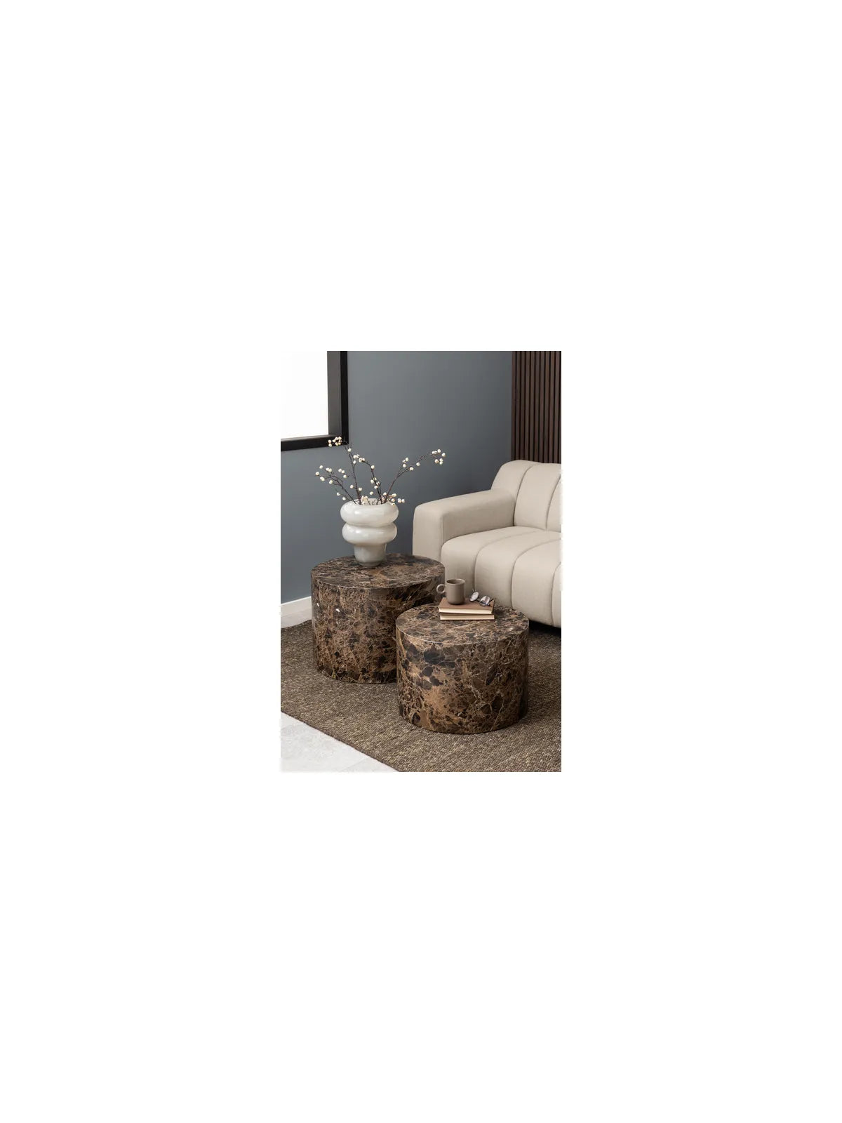 Dice Couchtisch Braun Marmor Delhi Rau Papier