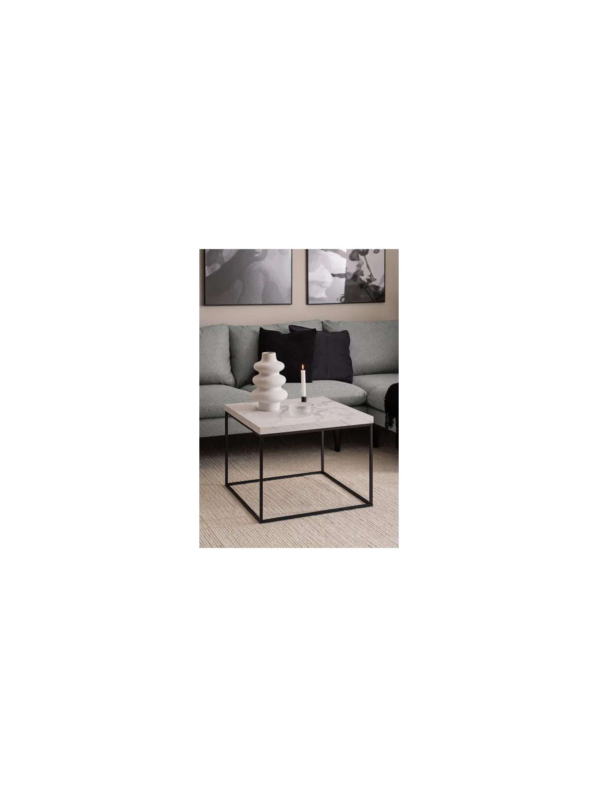 Barossa Couchtisch Marmor Weiss Carrara Rau Melamin