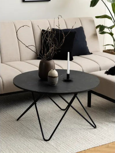 Runder Melamin Couchtisch Wyre Matt Schwarz