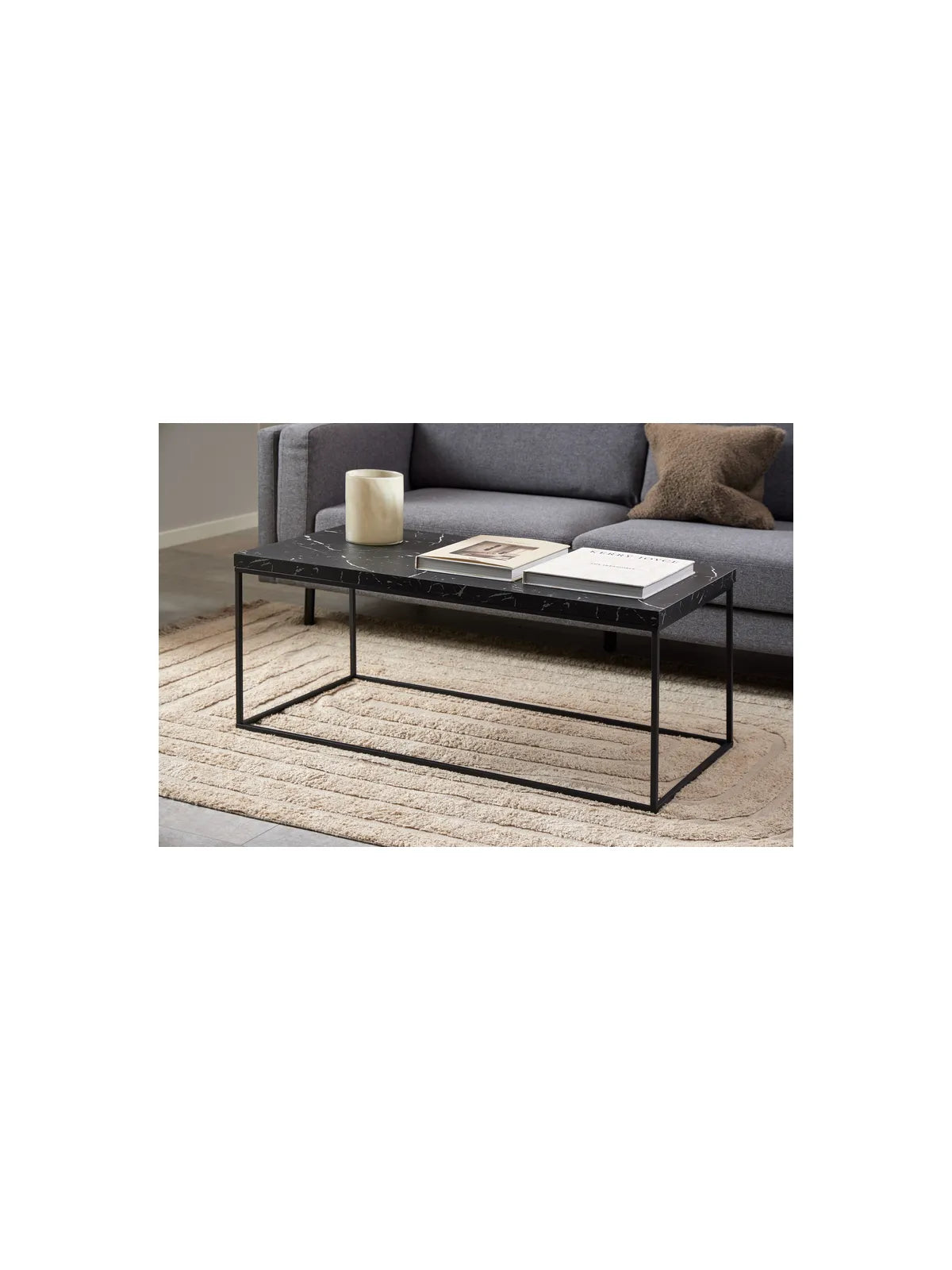 Barossa Couchtisch Marmor Schwarz Marquina Rau Melamin
