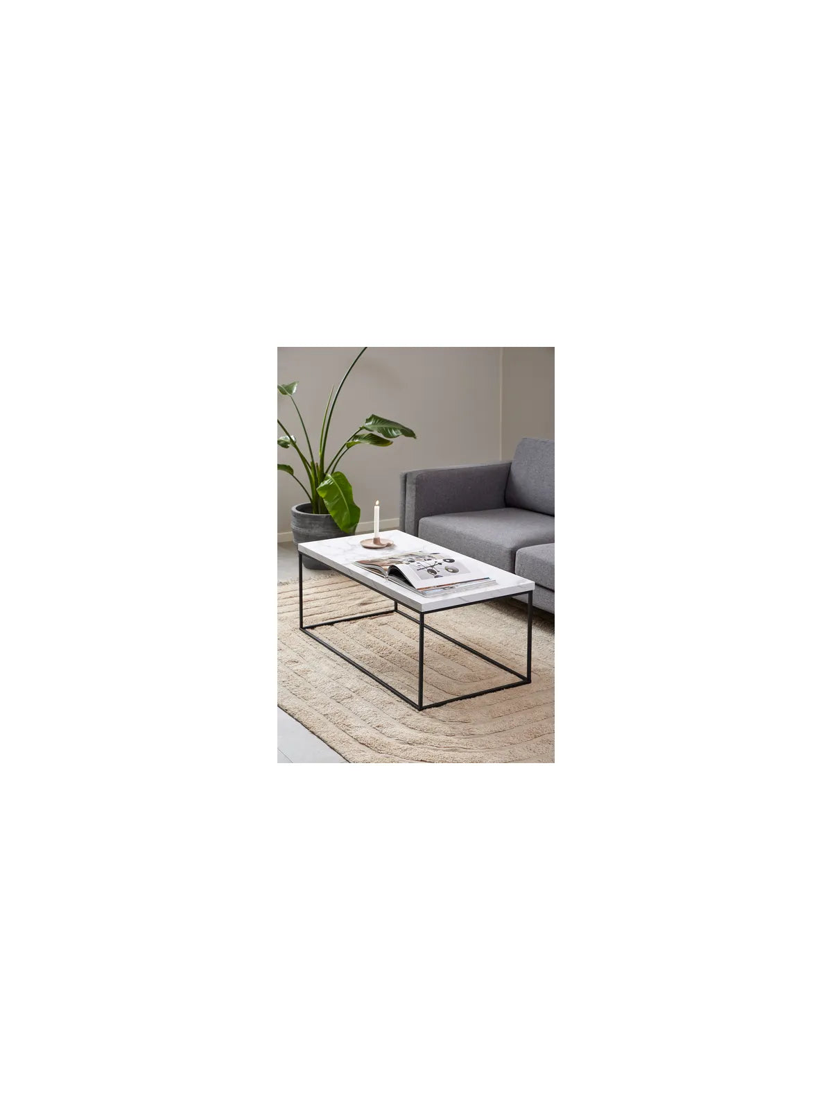 Barossa Couchtisch Marmor Weiss Carrara Rau Melamin