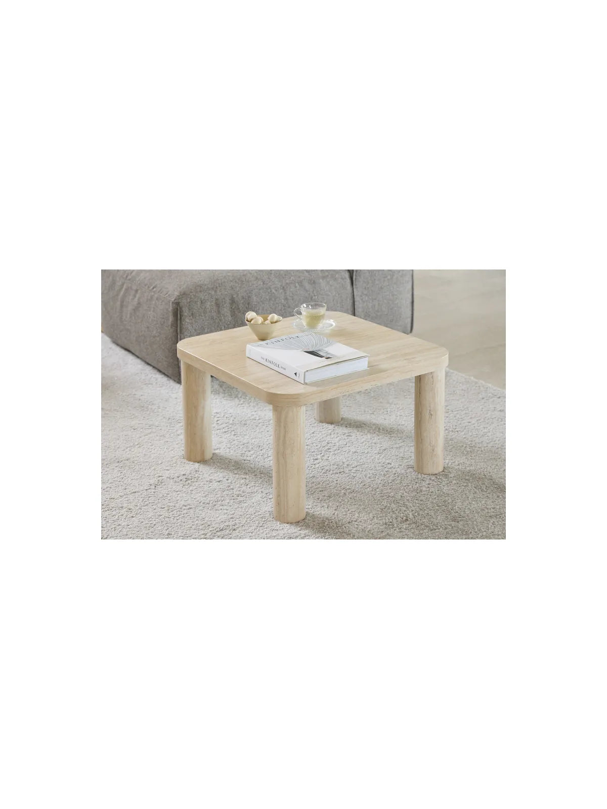 Holz Couchtisch Solano Rau Papier