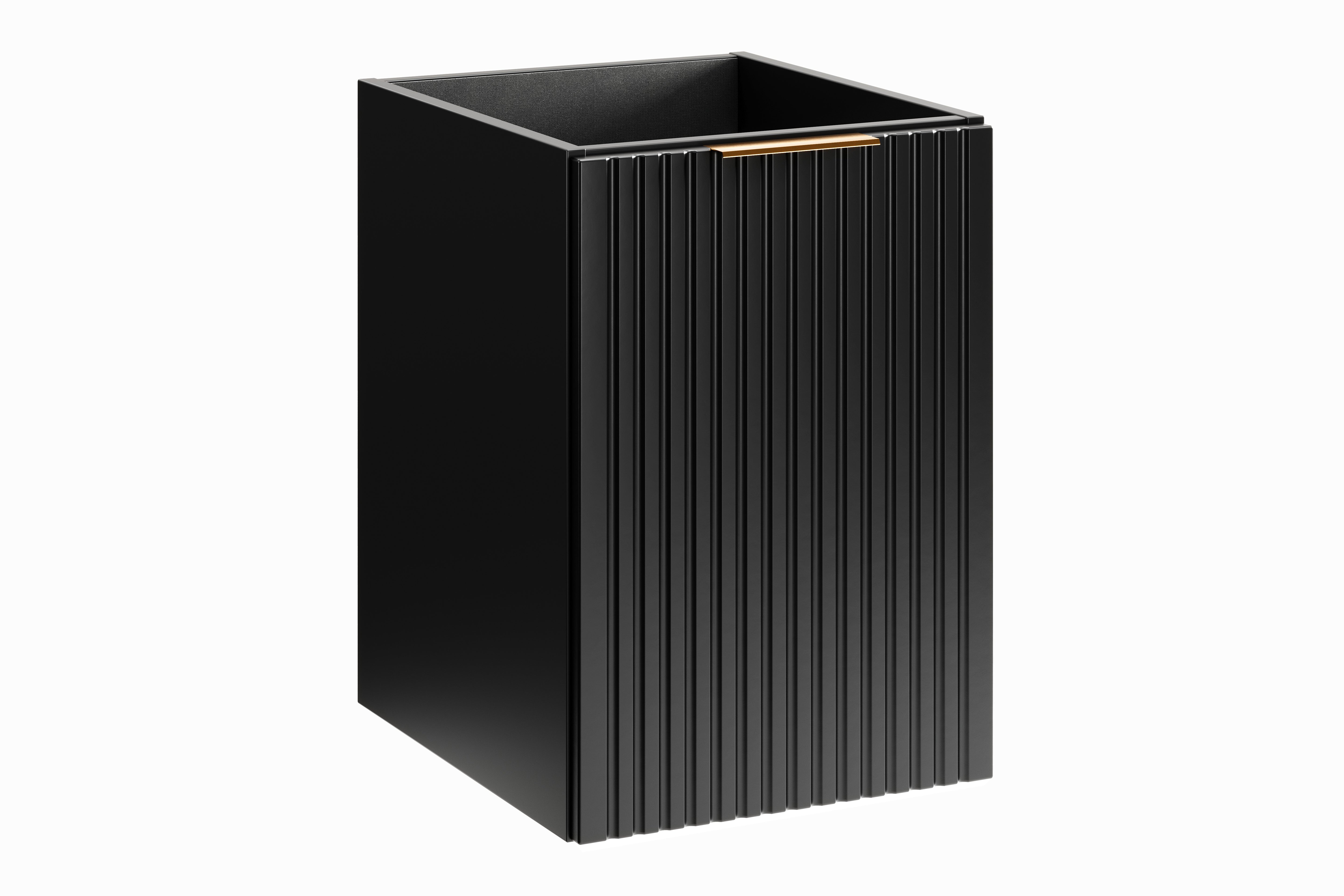 Adel Seitenschrank 40 cm mit Wäschekorb Schwarz Matt