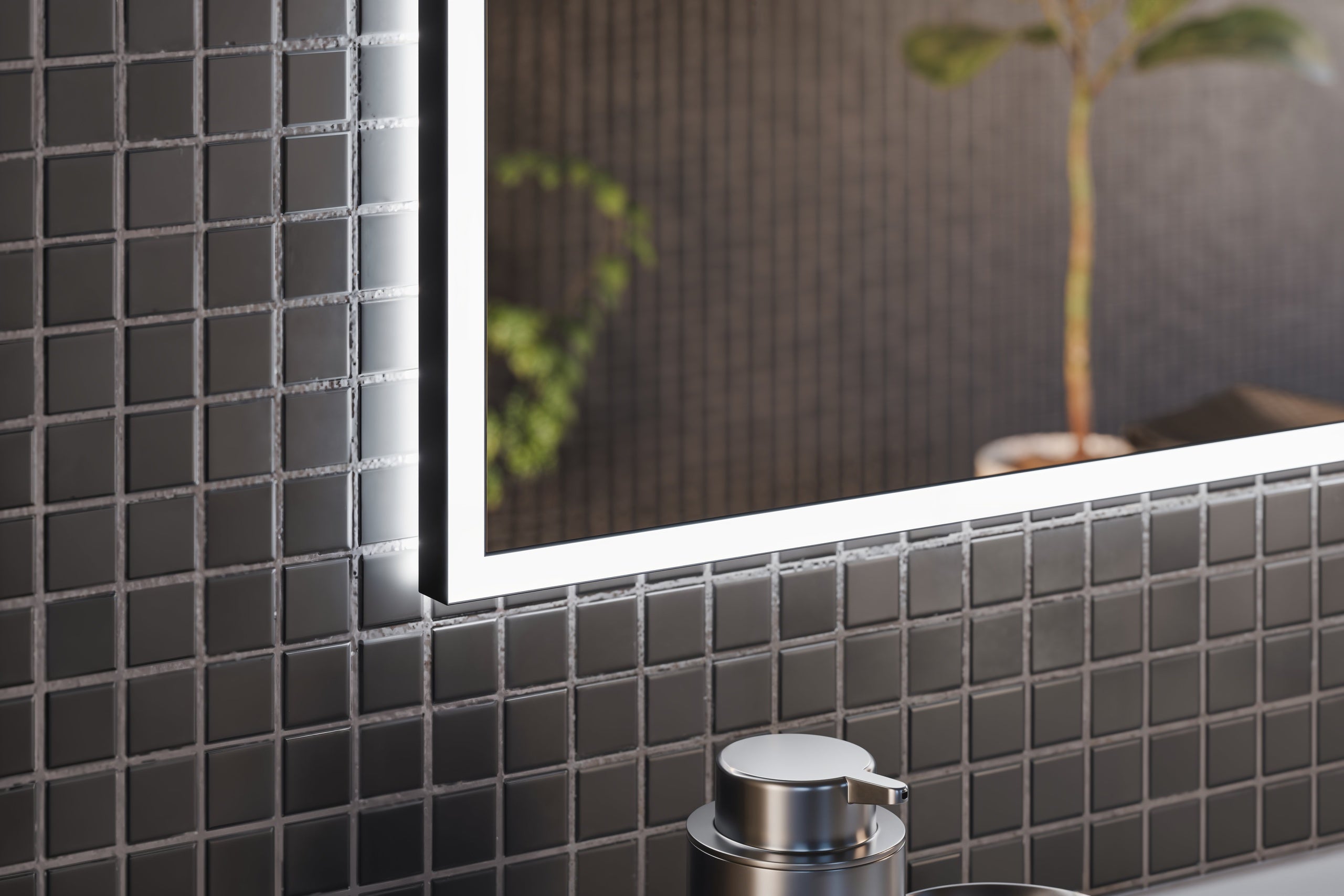 Lustro gerahmter LED-Spiegel Graphit, Spiegel