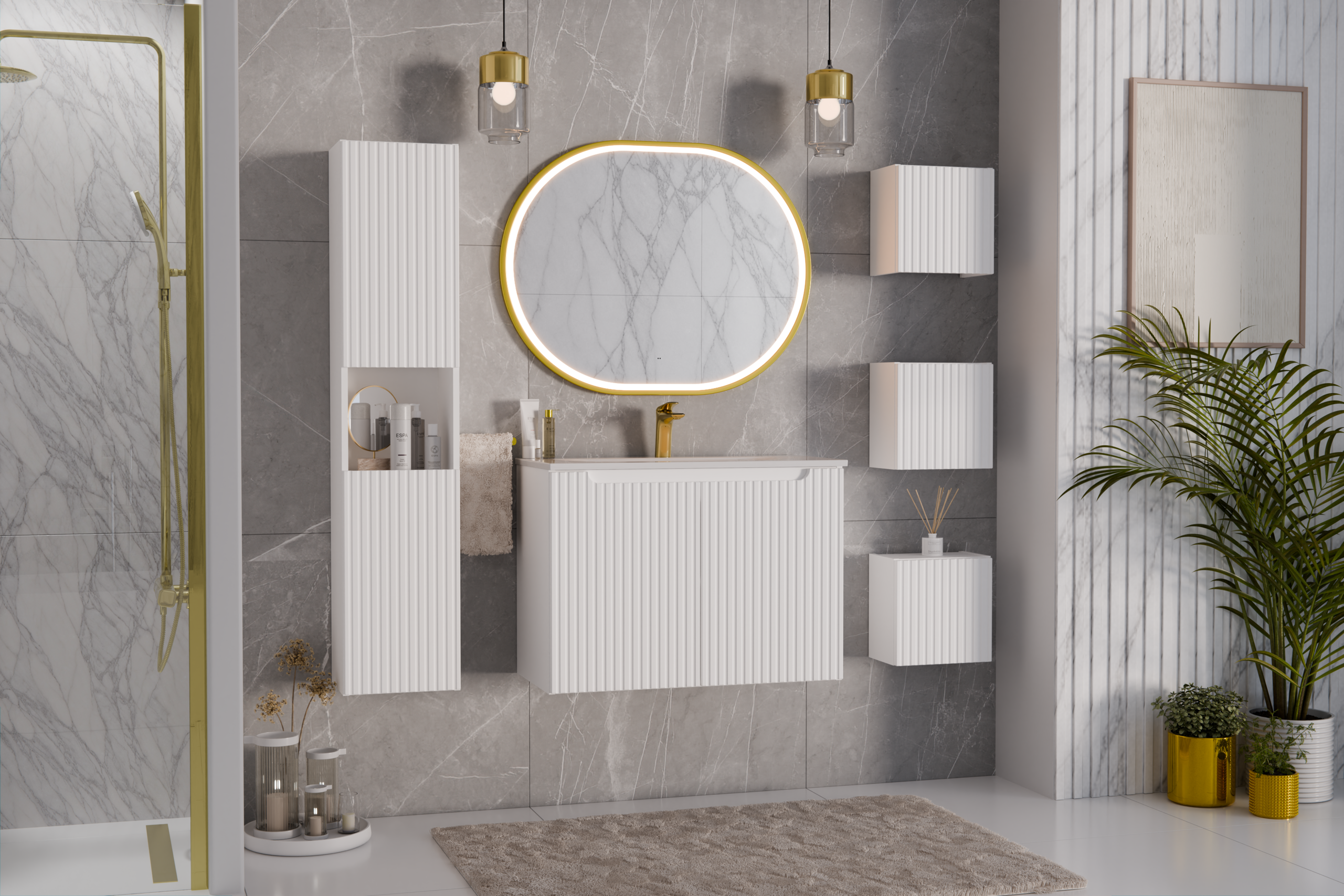 Nova Unterschrank für Waschbecken, 80 cm, 2 Türen Weiß