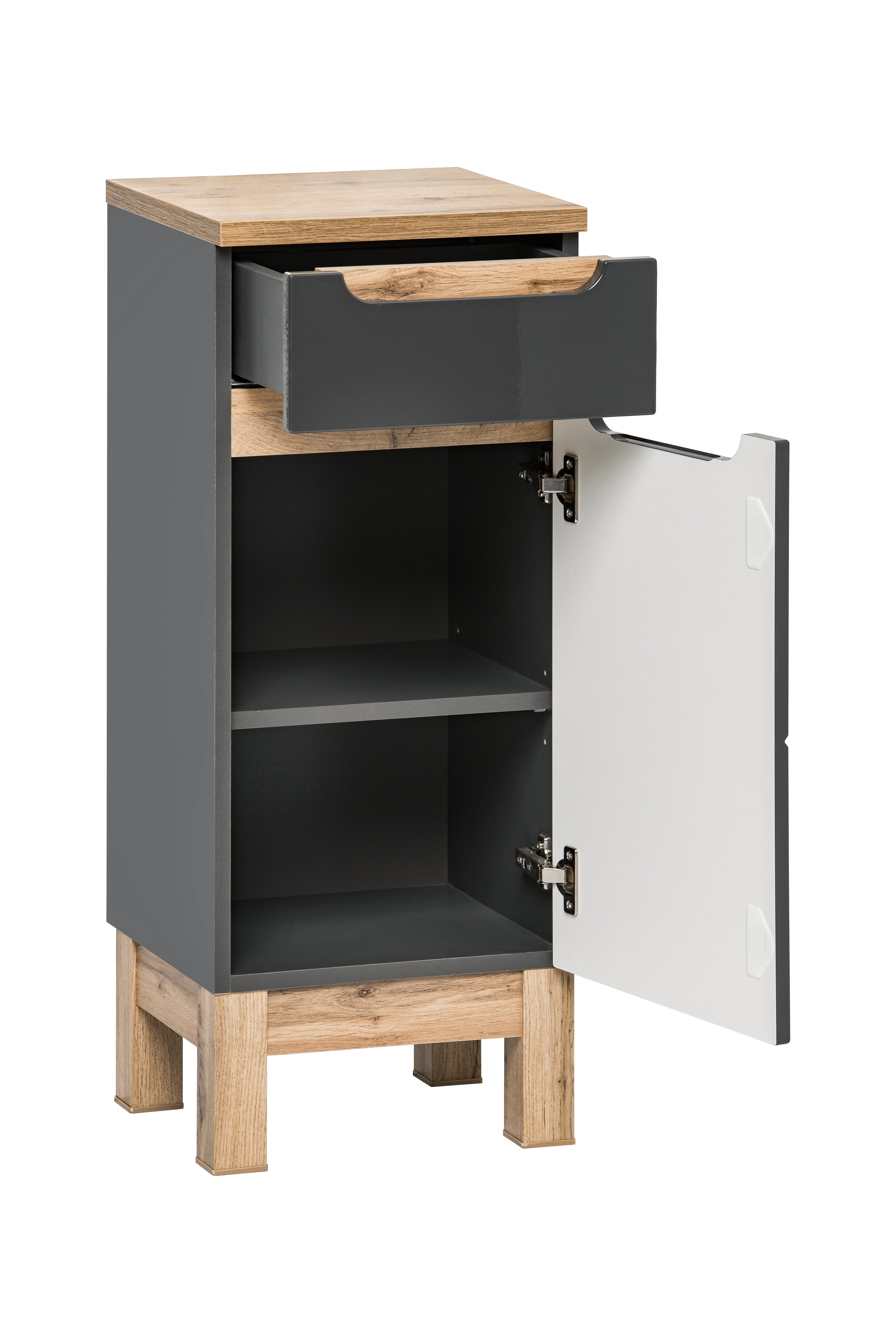 Bali Seitenschrank 35 cm 1 Tür 1 Schublade Grau