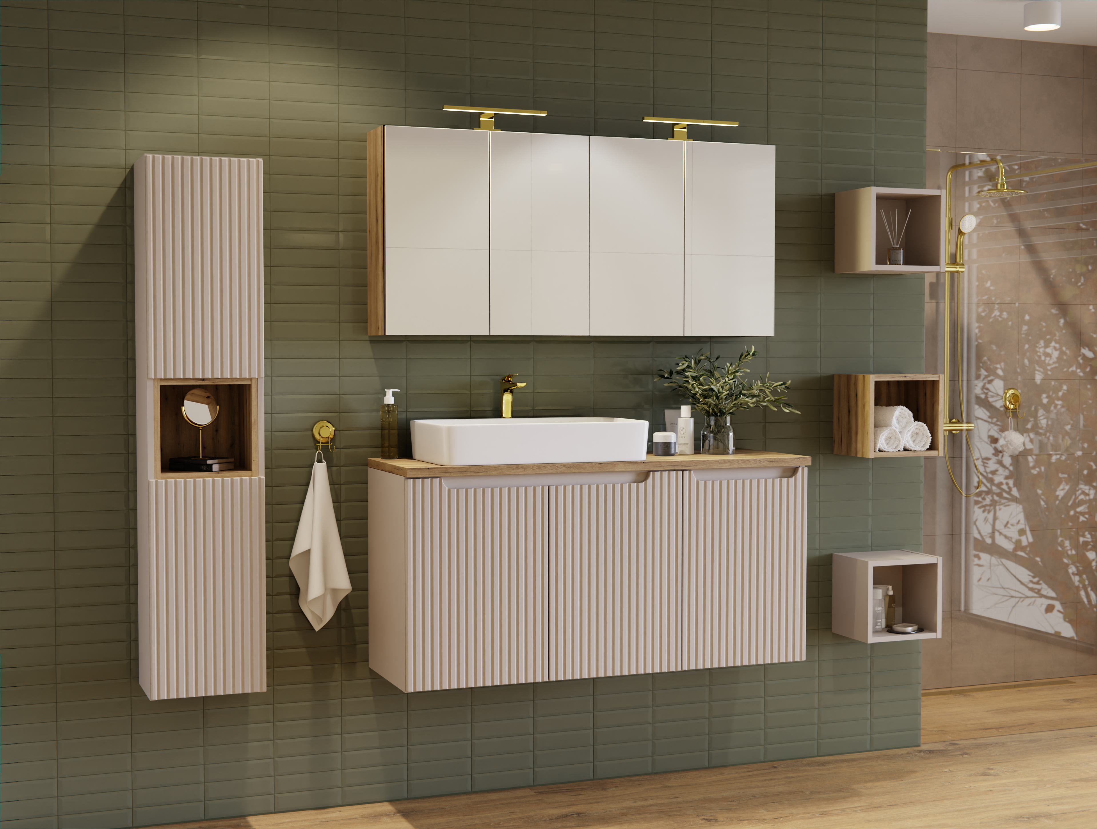 Nova Unterschrank für Waschbecken, 80 cm, 2 Türen Kaschmir Matt