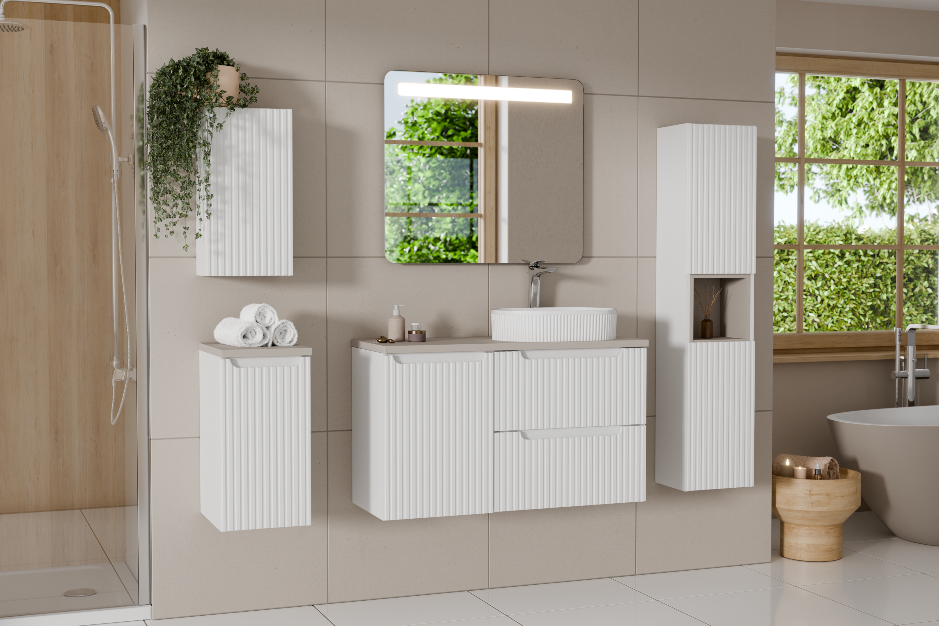 Nova Unterschrank für Waschbecken, 60 cm, 2 Schubladen Weiß