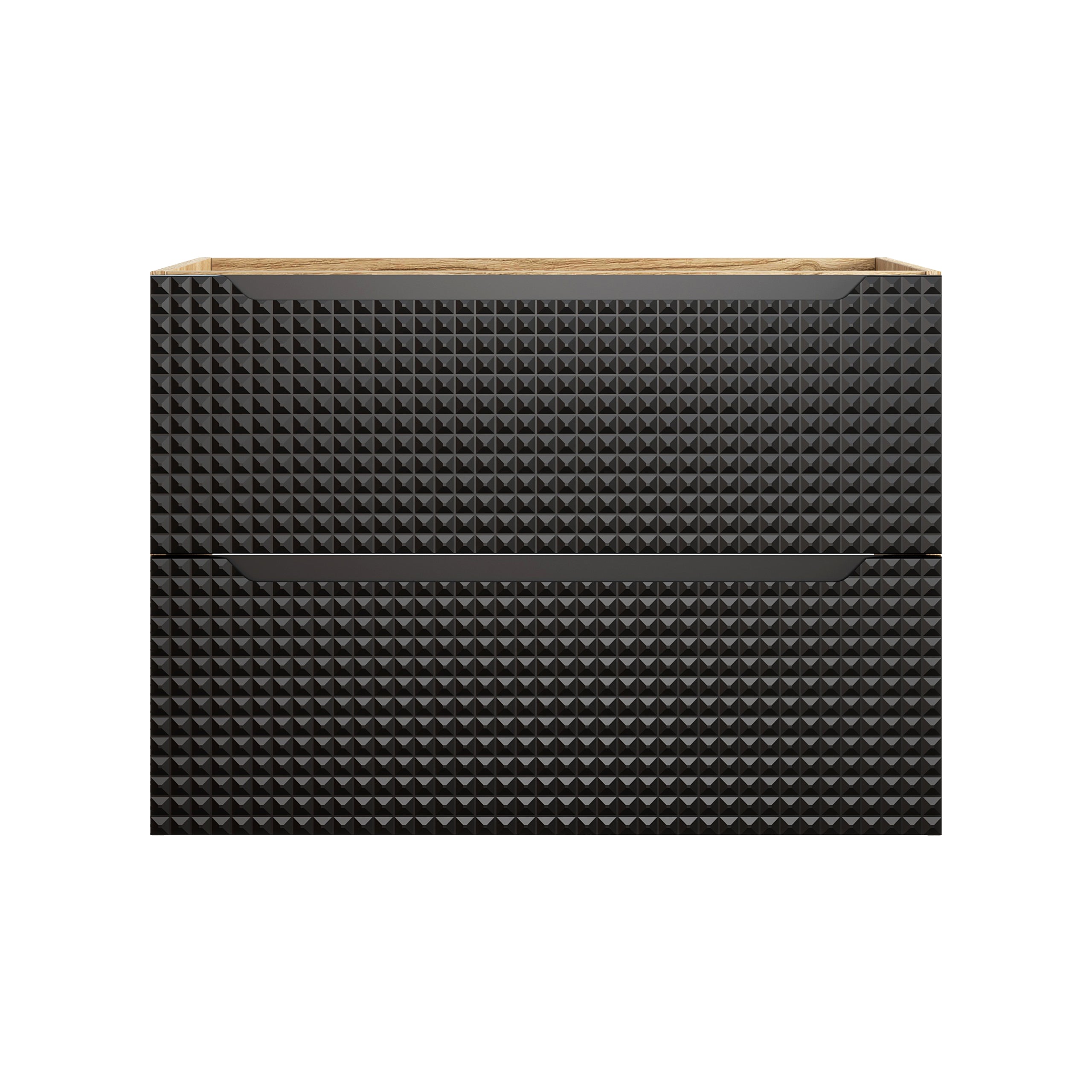 Luxor Unterschrank für Waschbecken, 80 cm, 2 Schubladen Schwarz Matt, Geölte Eiche