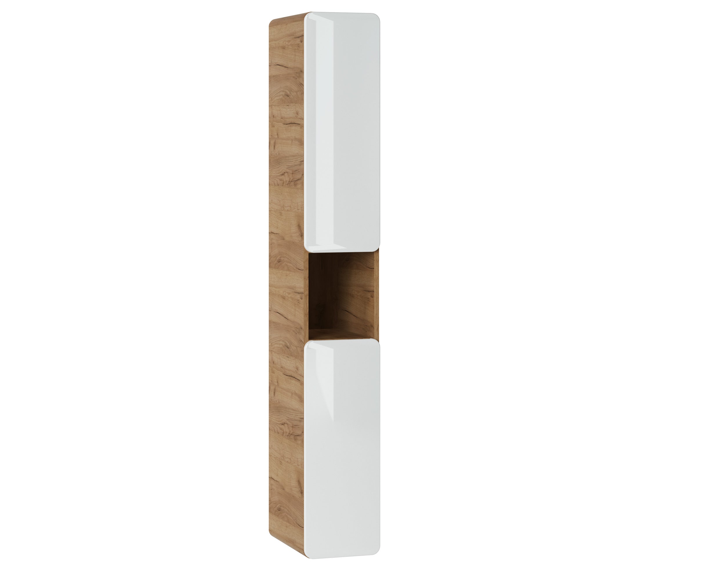 Aruba Hochschrank 2 Türen Craft Eiche, Weißglanz