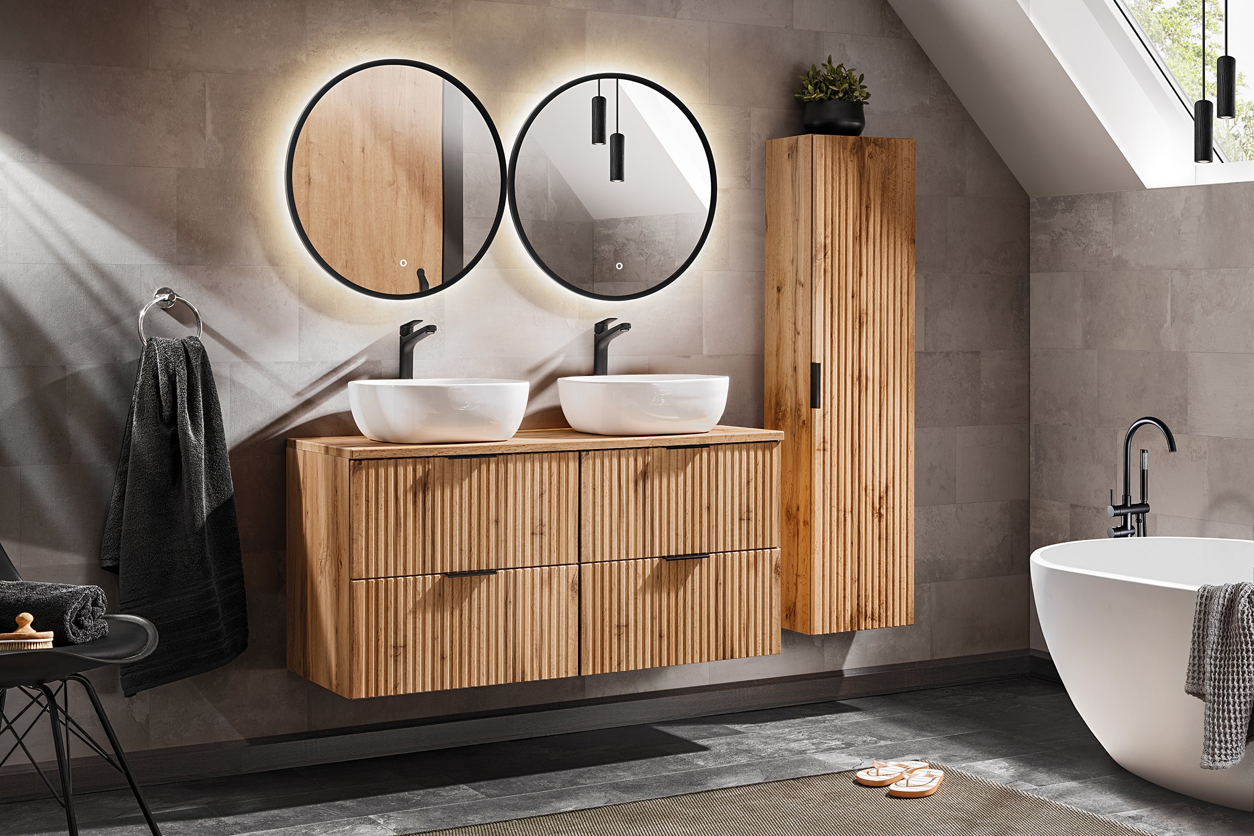 Lustro gerahmter LED-Spiegel Spiegel 60 x 3,5 x 60 cm (LUSTRO LUNA 60)