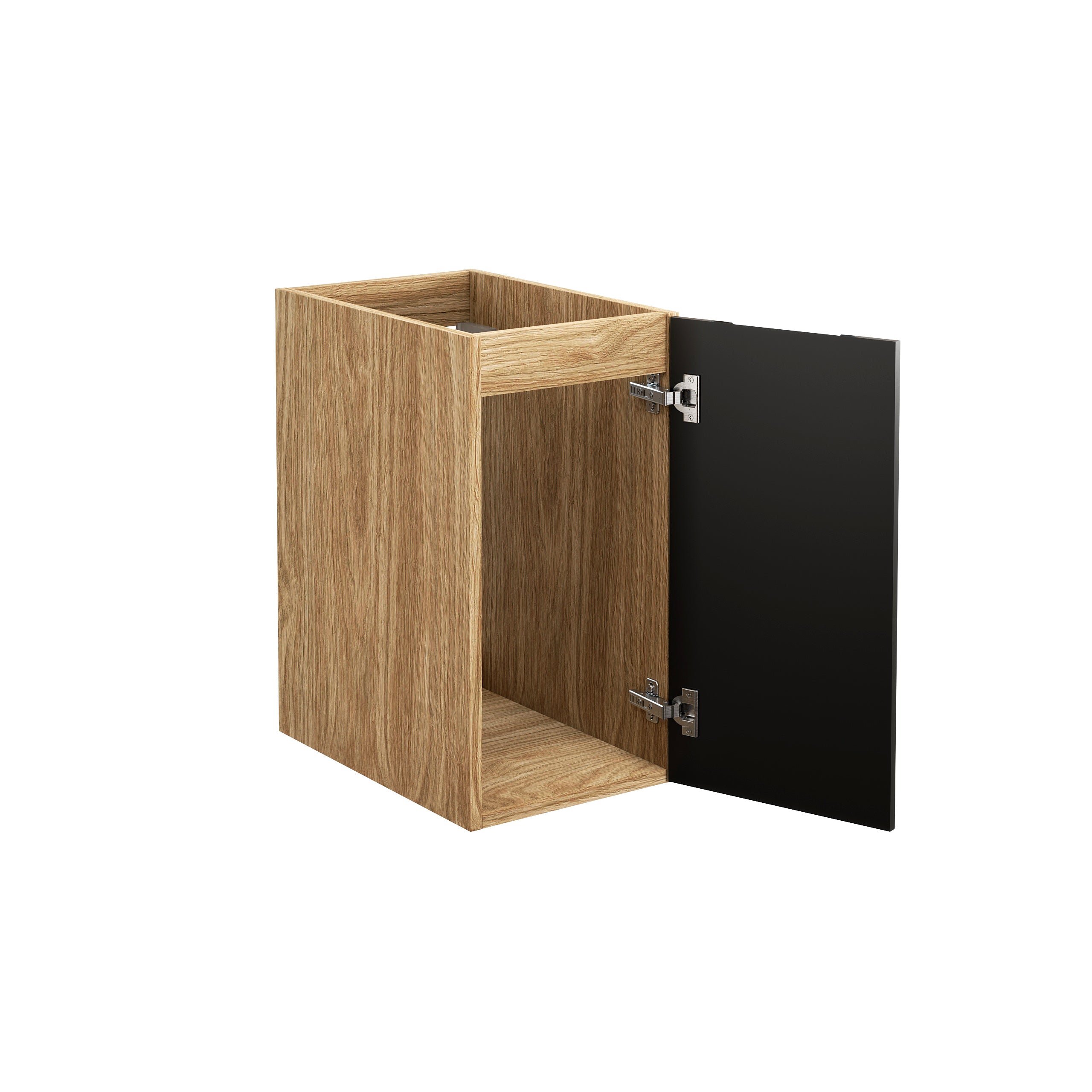 Luxor Seitenschrank 30 cm 1 Tür Schwarz Matt, Geölte Eiche