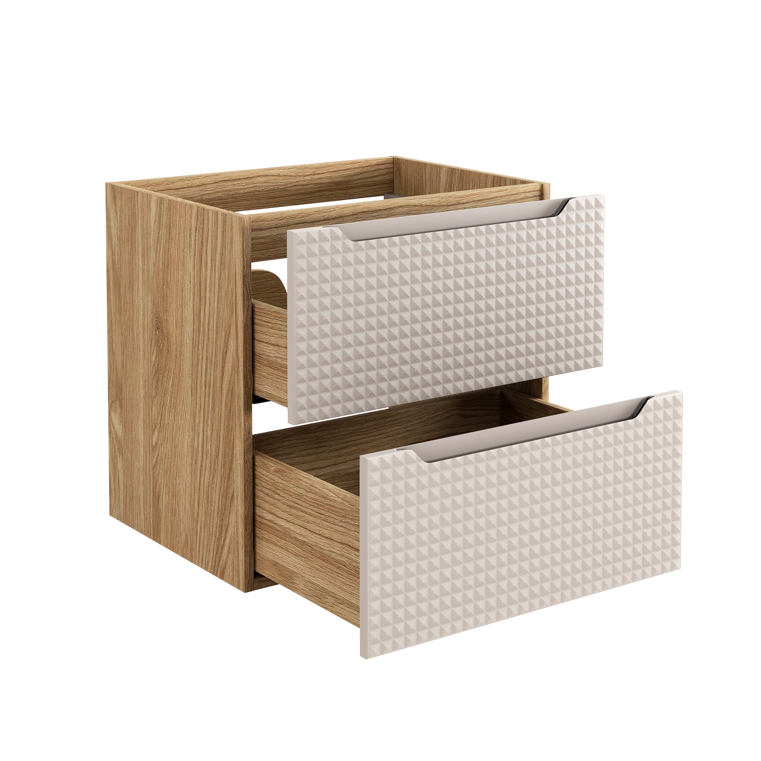 Luxor Unterschrank für Waschbecken, 60 cm, 2 Schubladen Beige, Eiche geölt