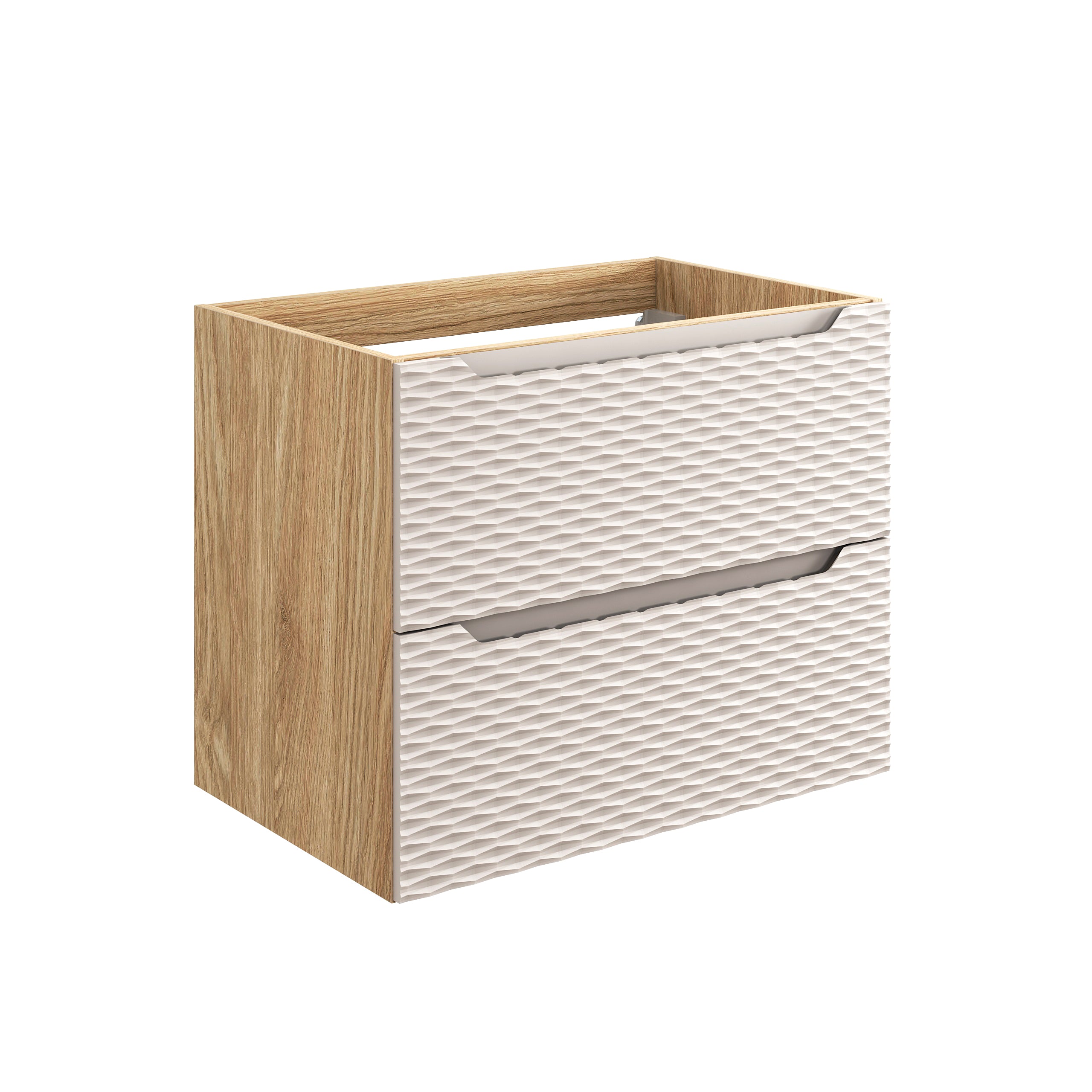 Ocean Unterschrank für Waschbecken, 70 cm, 2 Schubladen Beige, Eiche geölt