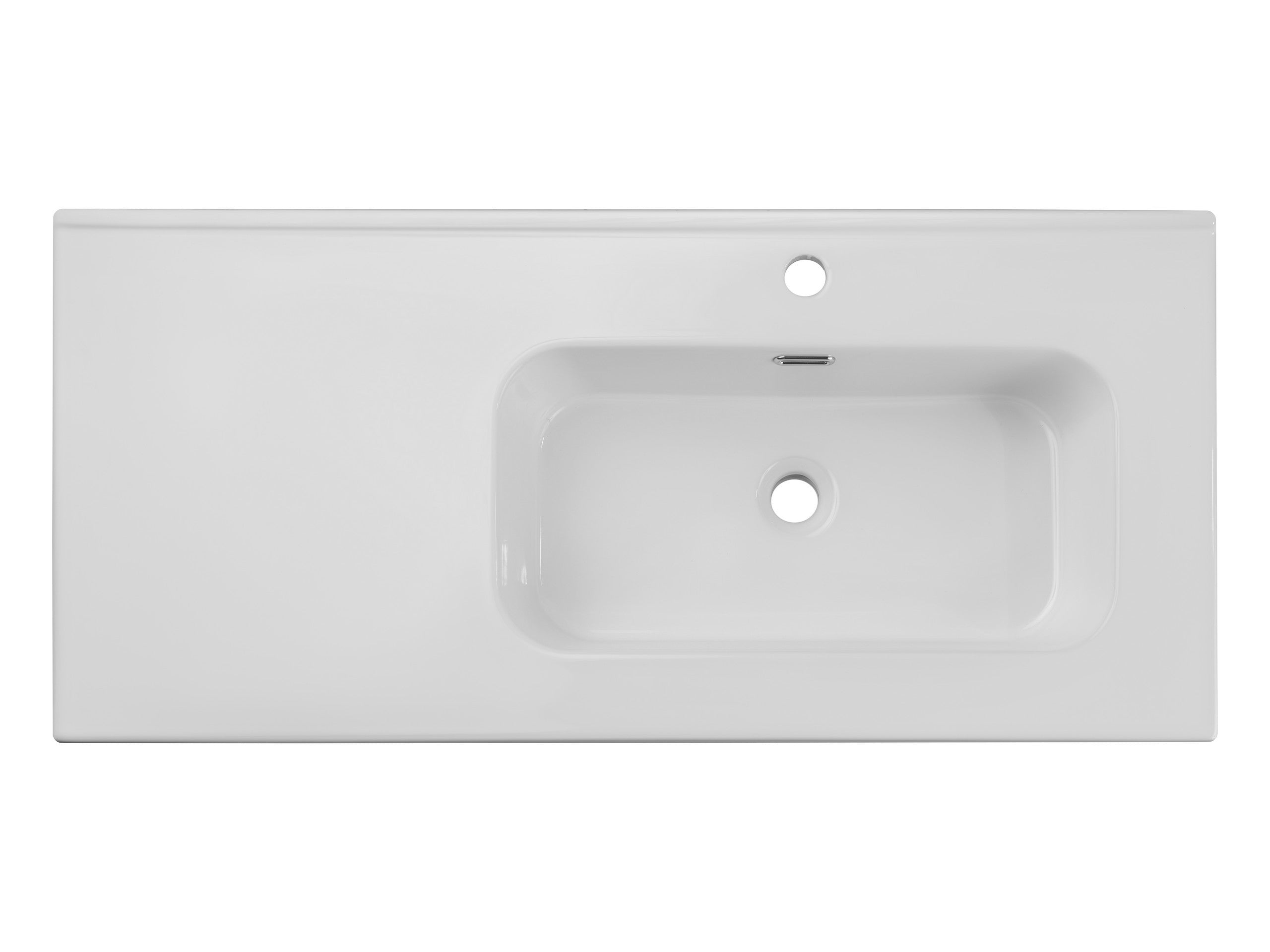 Go Einzelbecken-Möbelwaschtisch, 100 cm, mit Keramikplatte Weiß glänzend 101 x 46 x 17 cm (GO 2 100CM R DP ( E-8095-100R ))