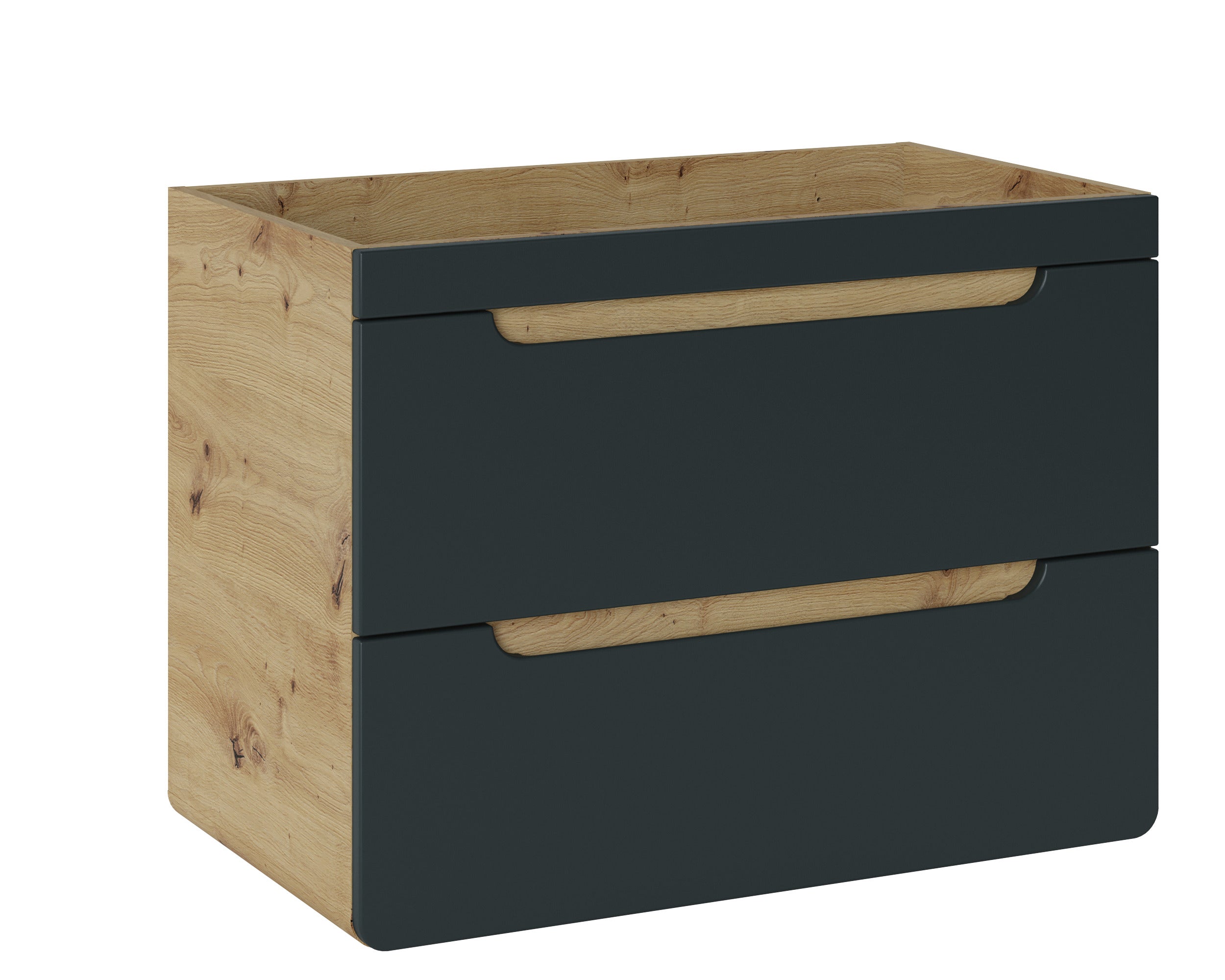 Aruba Unterschrank für Waschbecken, 80 cm, 2 Schubladen Craft Eiche, Cosmos Grey