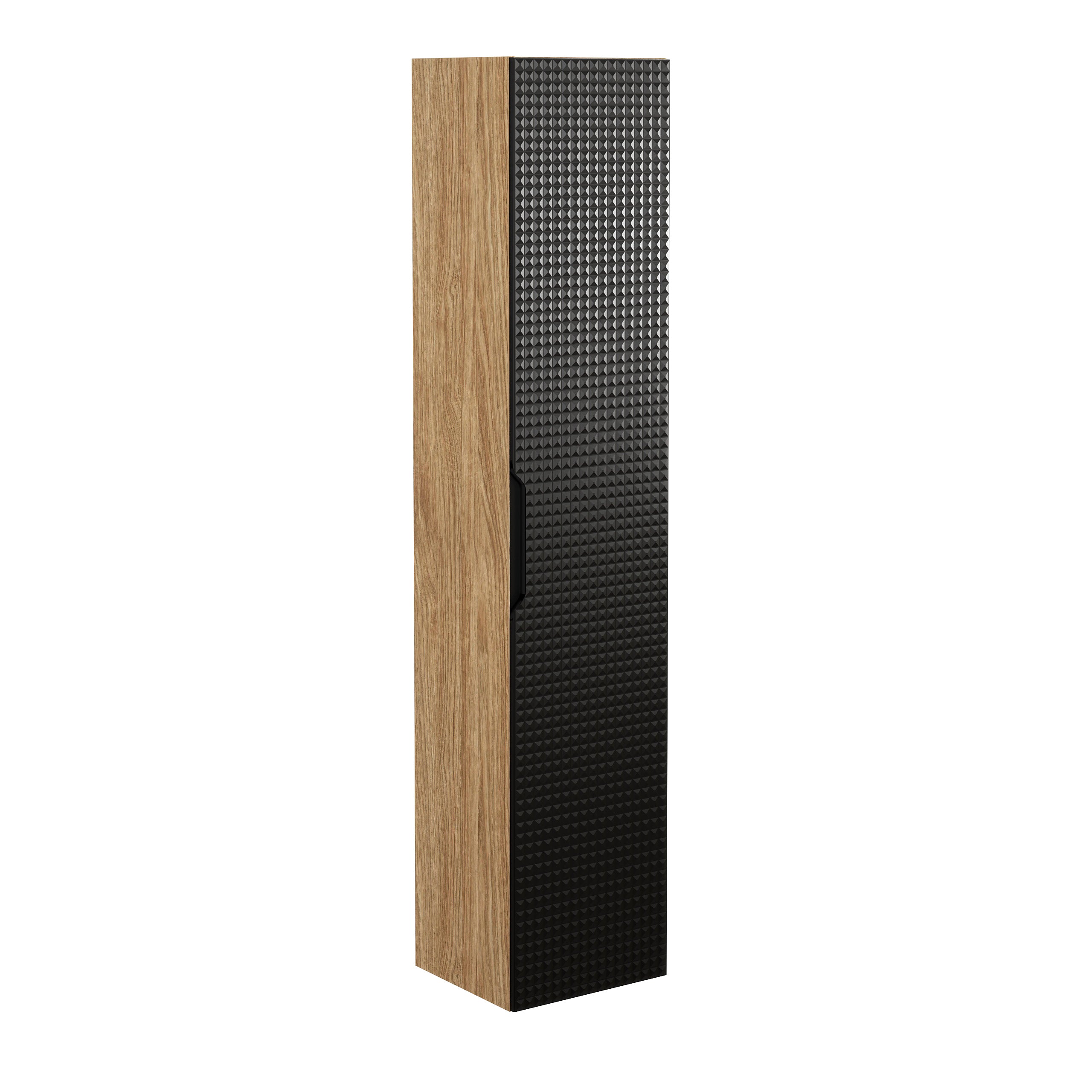 Luxor Hochschrank 1 Tür Schwarz Matt, Geölte Eiche