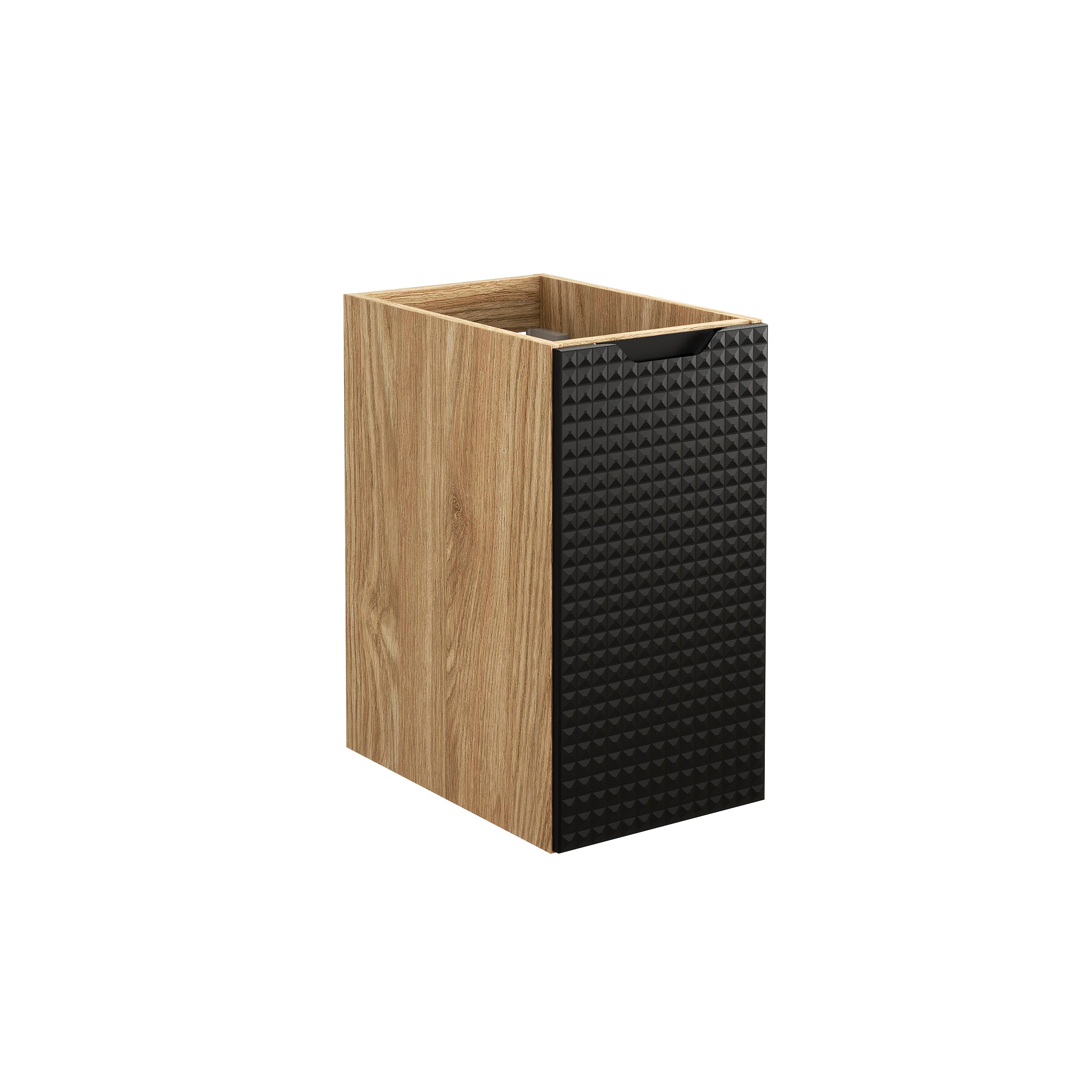 Luxor Seitenschrank 30 cm 1 Tür Schwarz Matt, Geölte Eiche