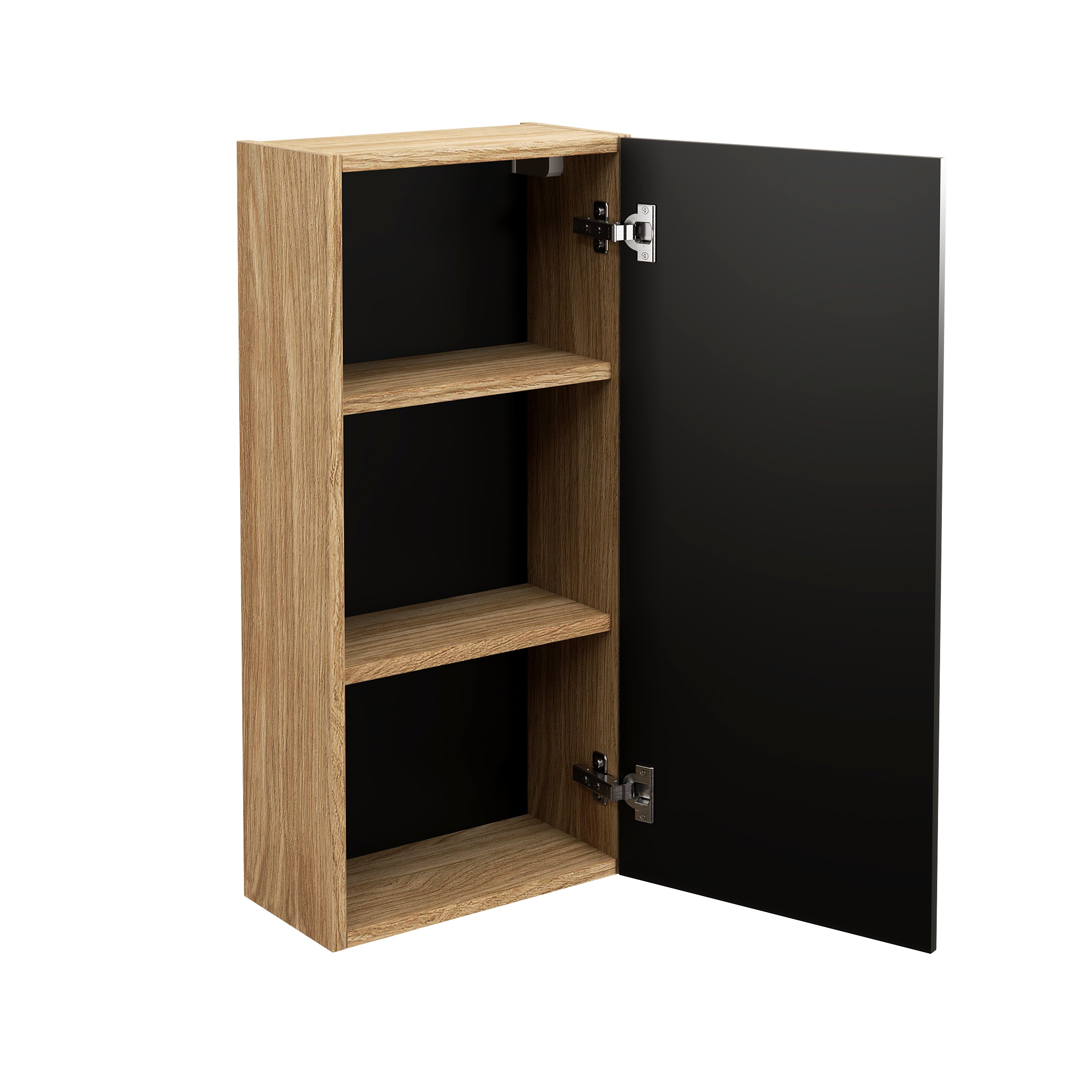 Luxor Oberschrank 35 cm 1 Tür Schwarz Matt, Geölte Eiche