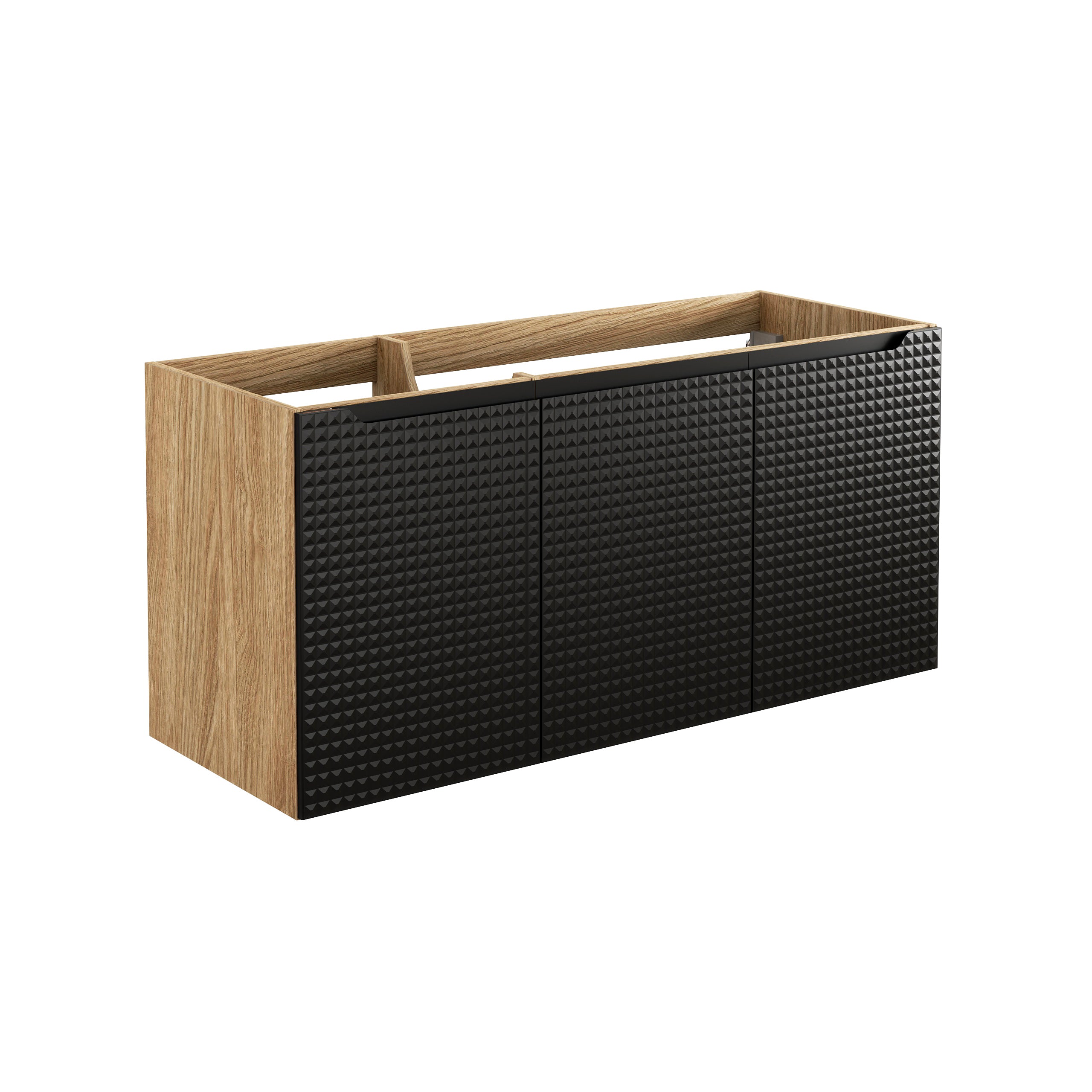 Luxor Waschbeckenunterschrank 120 cm 3 Türen Schwarz Matt, Geölte Eiche
