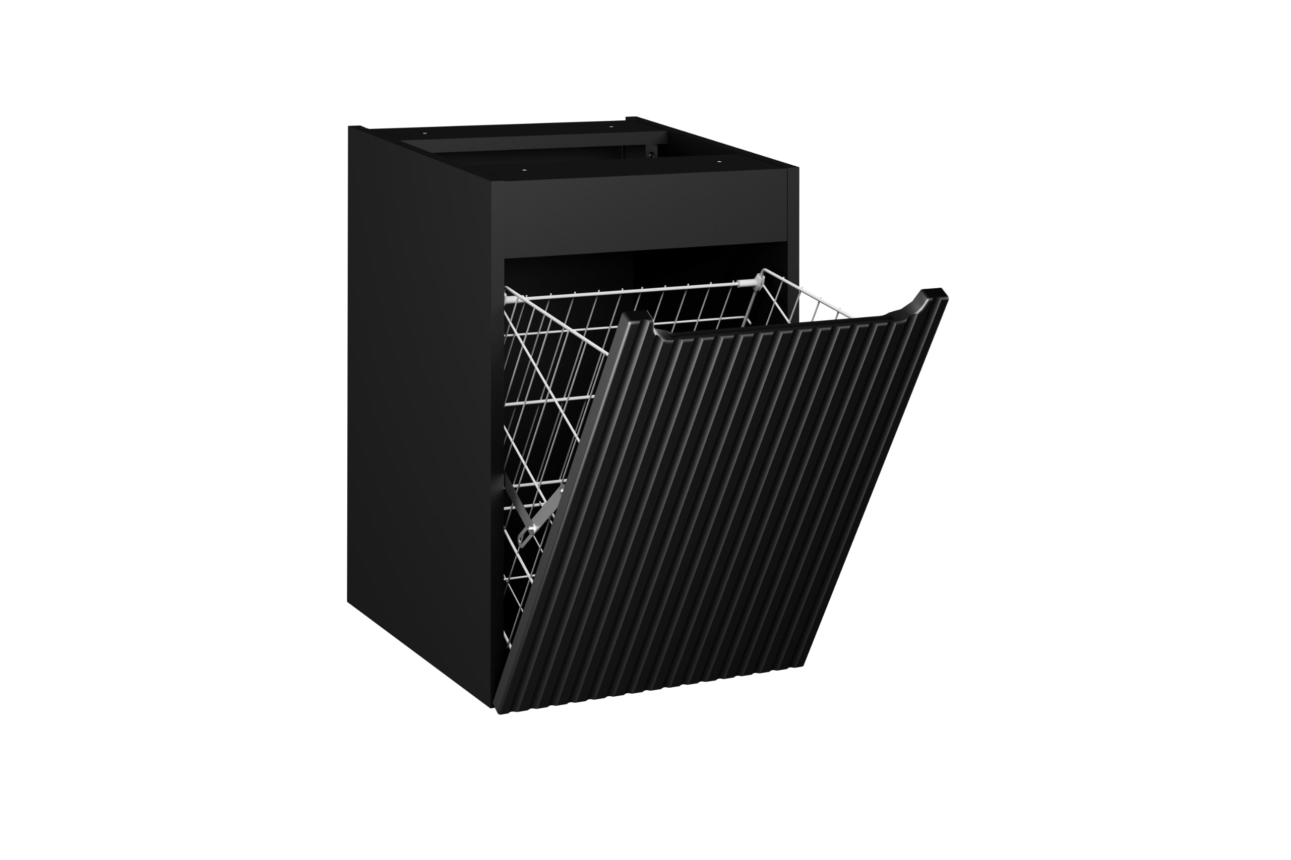 Nova Seitenschrank 40 cm mit Wäschekorb Schwarz Matt