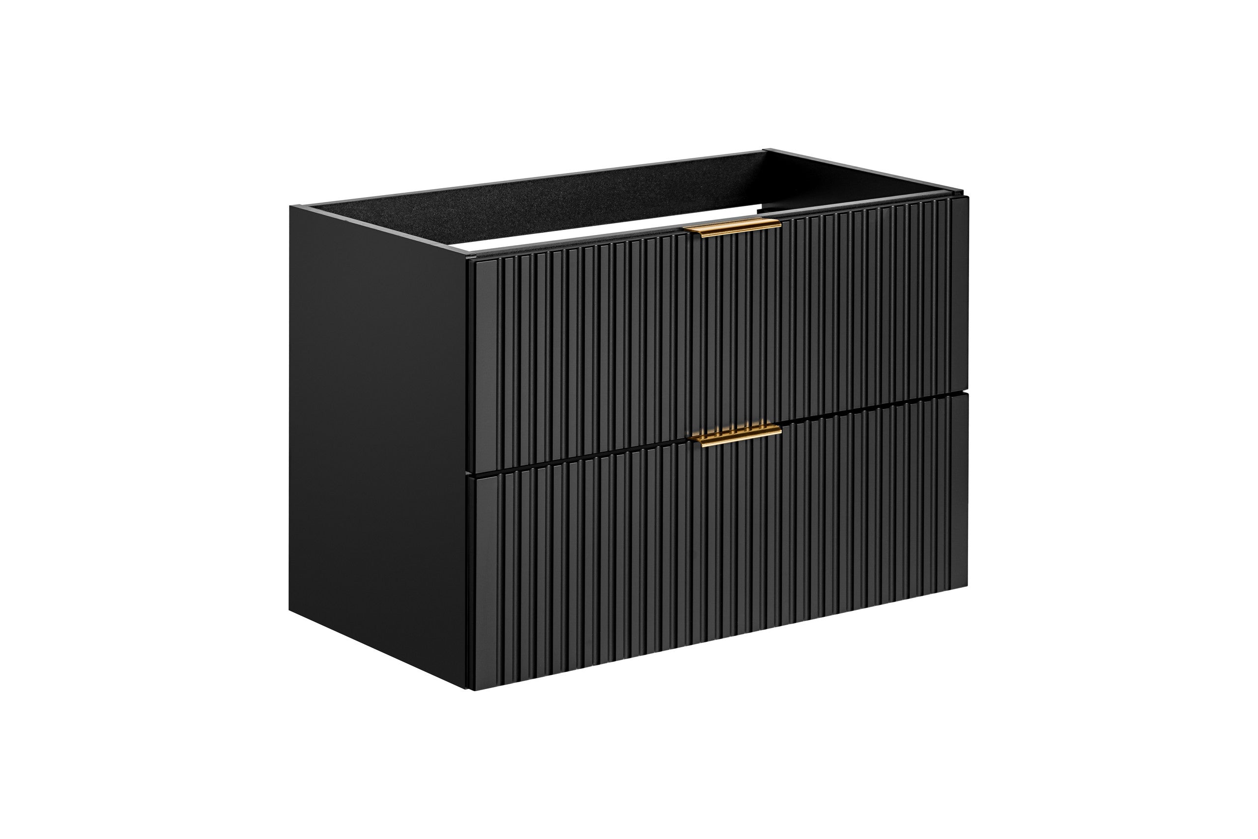 Adel Unterschrank für Waschbecken 80 cm, 2 Schubladen Schwarz Matt