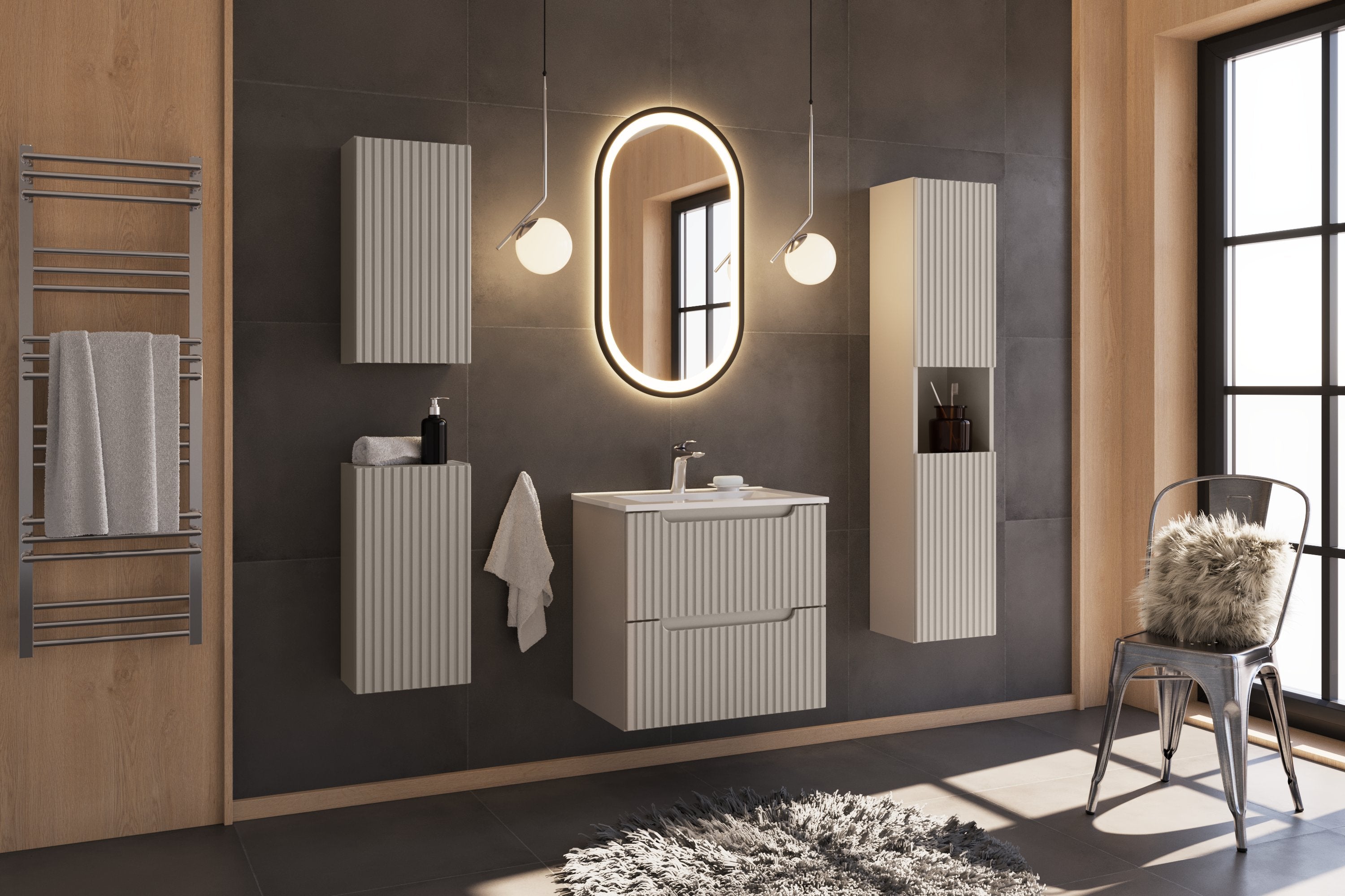 Nova Seitenschrank 30 cm 1 Tür Kaschmir Matt