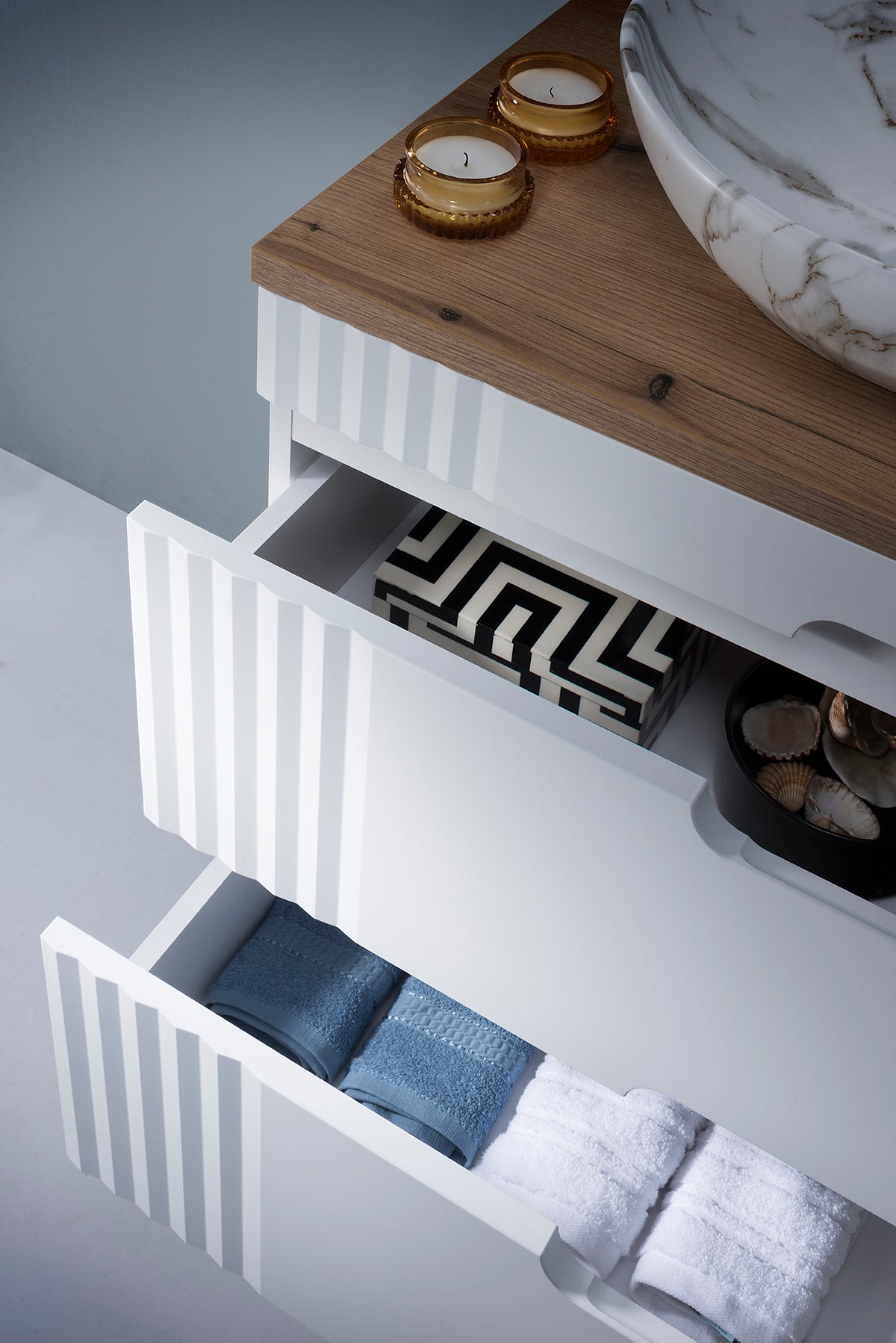 Fiji Unterschrank für Waschbecken, 120 cm, 2 Schubladen