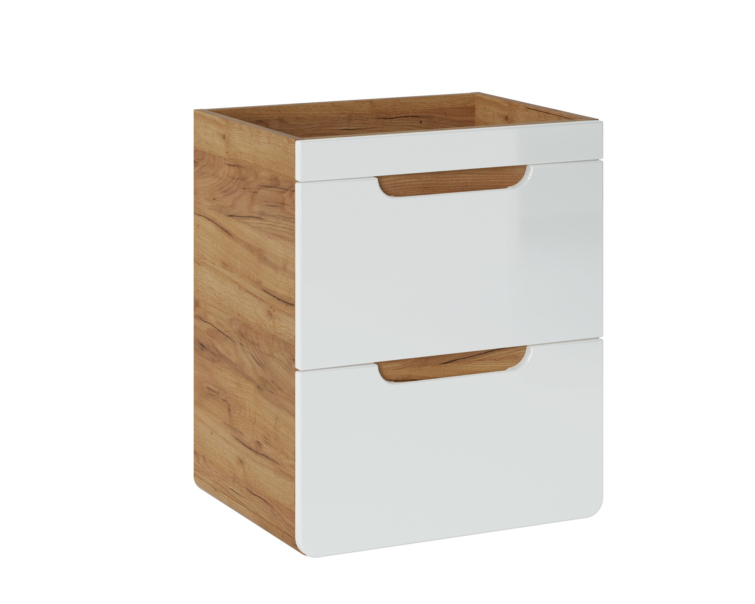 Aruba Unterschrank für Waschbecken, 50 cm, 2 Schubladen Craft Eiche, Weißglanz