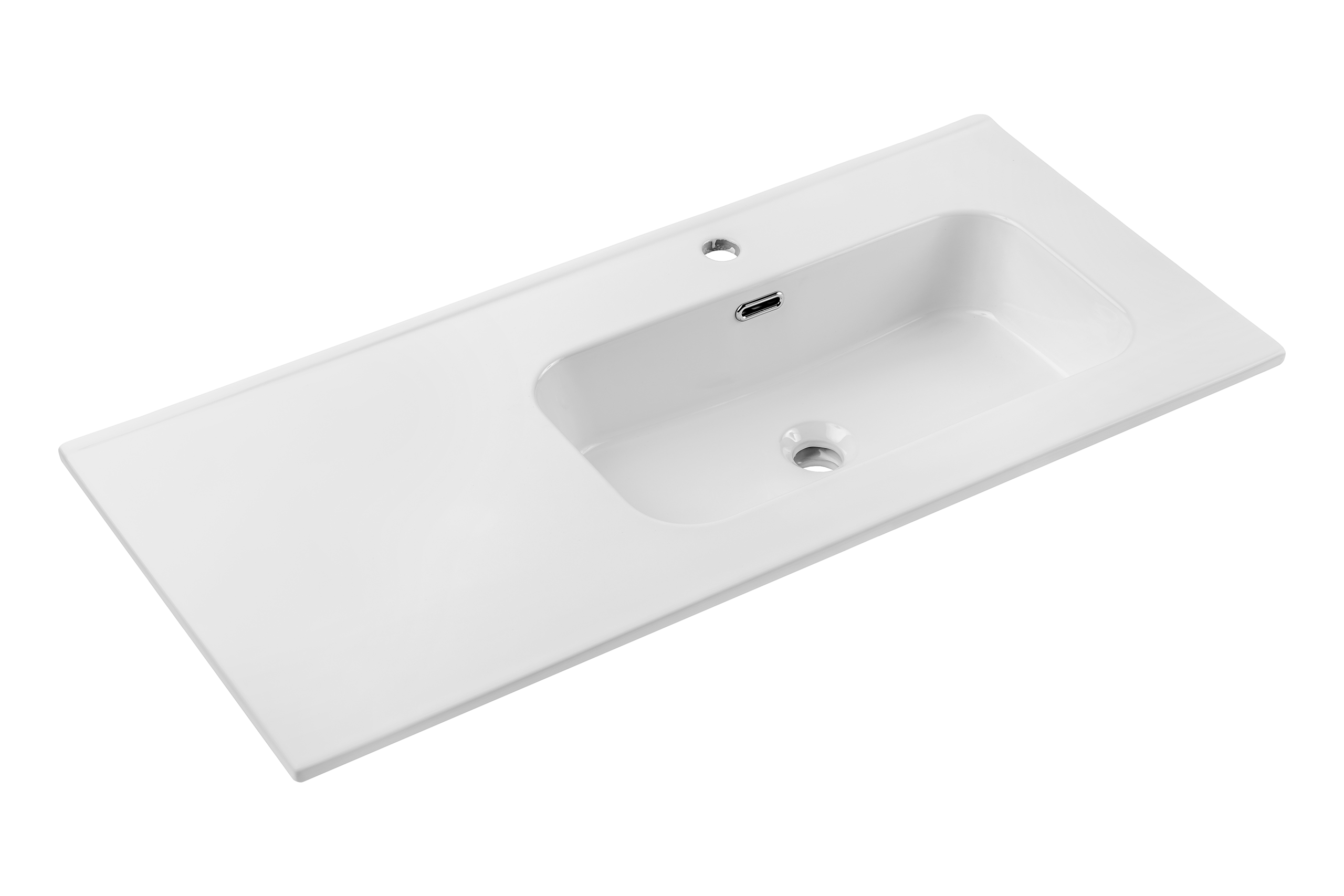 Go Einzelbecken-Möbelwaschtisch, 100 cm, mit Keramikplatte Weiß glänzend 101 x 46 x 17 cm (GO 2 100CM R DP ( E-8095-100R ))