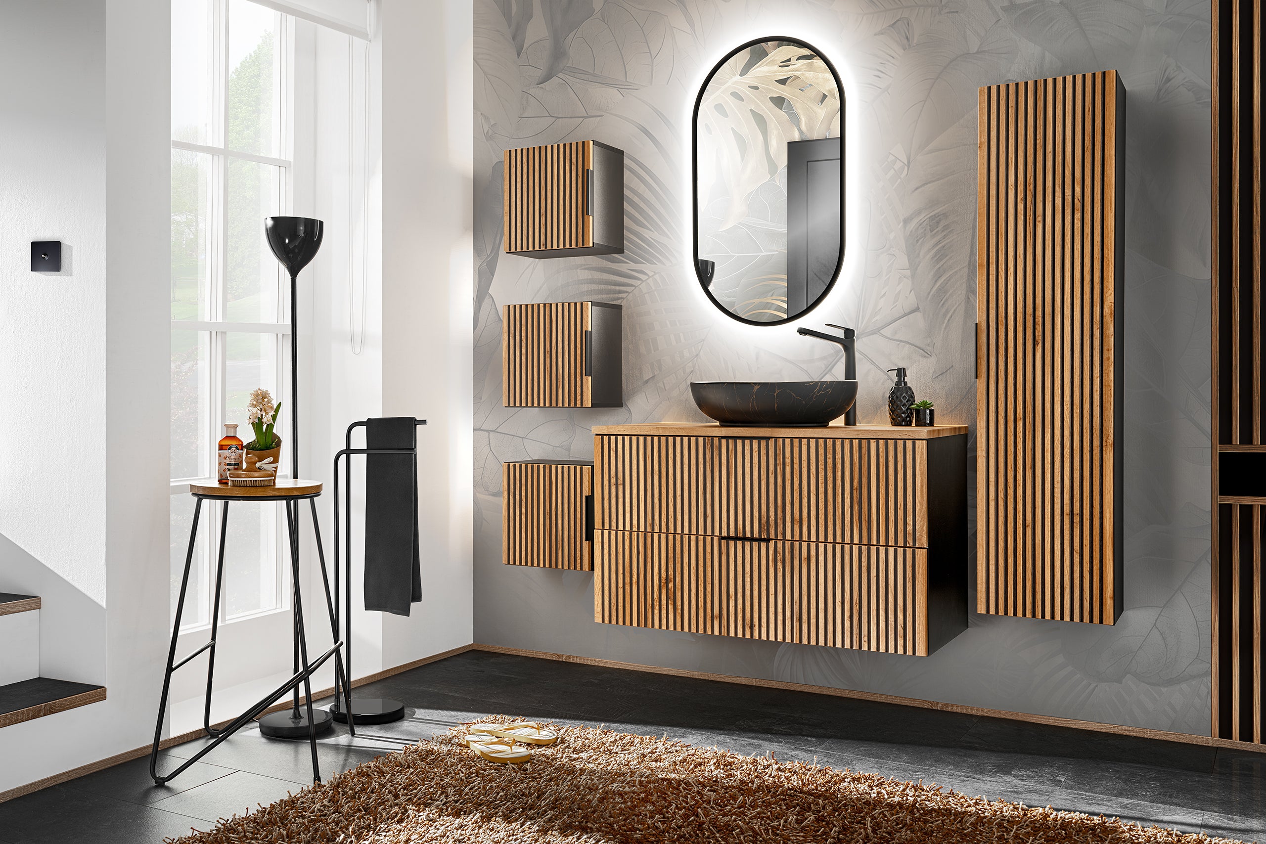 Xilo Unterschrank für Waschbecken, 80 cm, 2 Schubladen