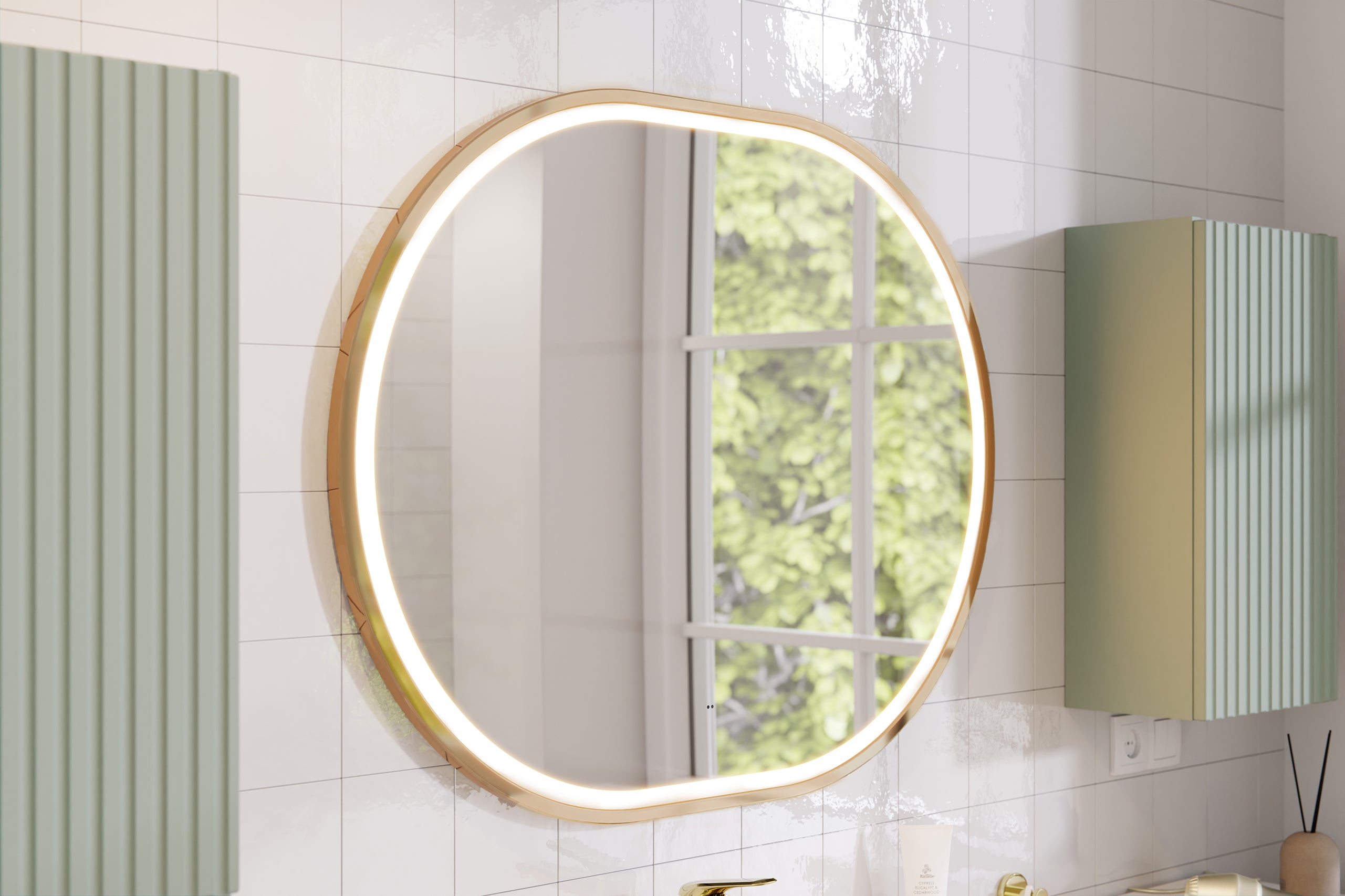 Lustro gerahmter LED-Spiegel Spiegel, Gold 70 x 4 x 90 cm