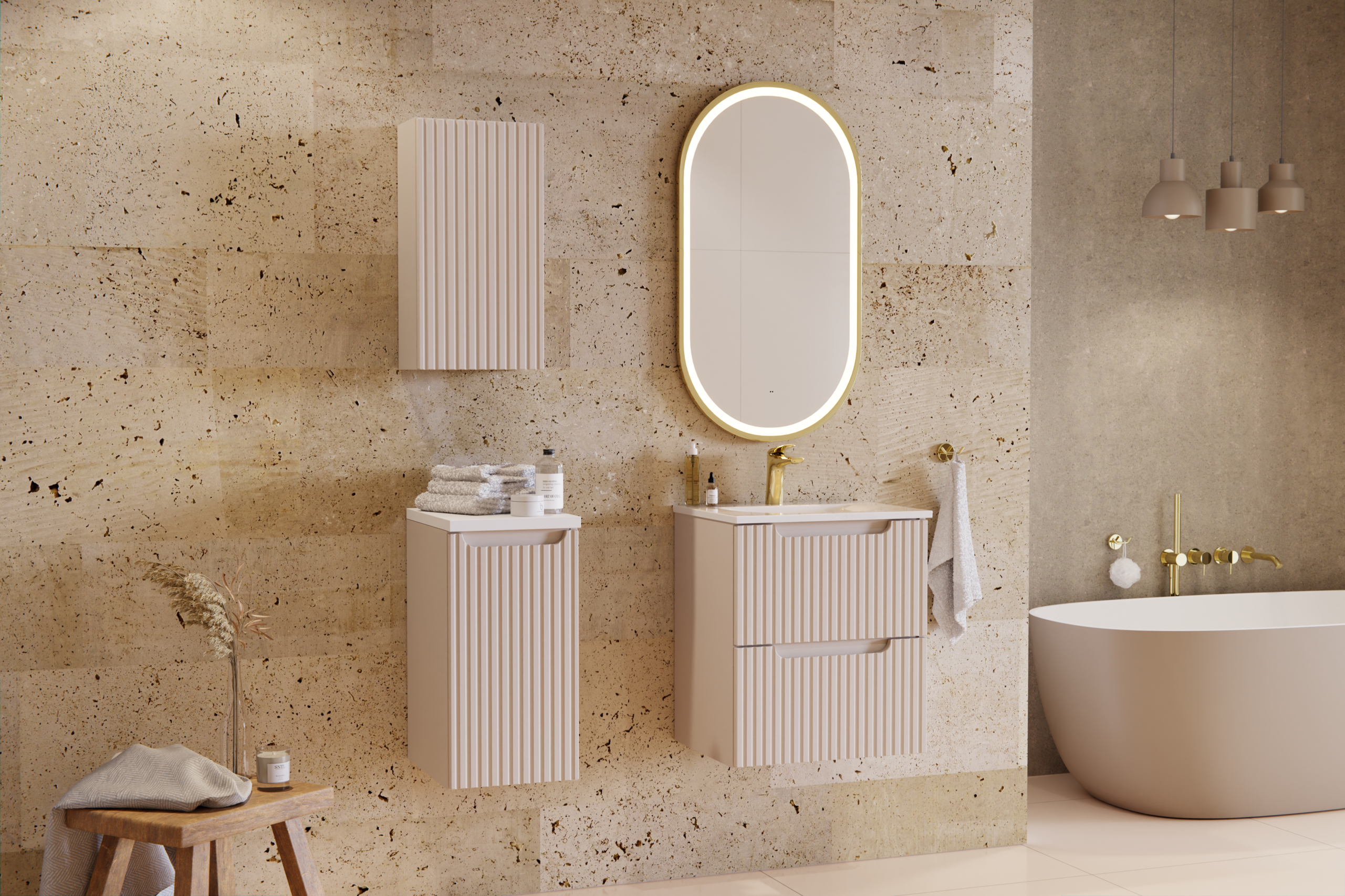 Lustro gerahmter LED-Spiegel Spiegel, Gold 70 x 4 x 90 cm