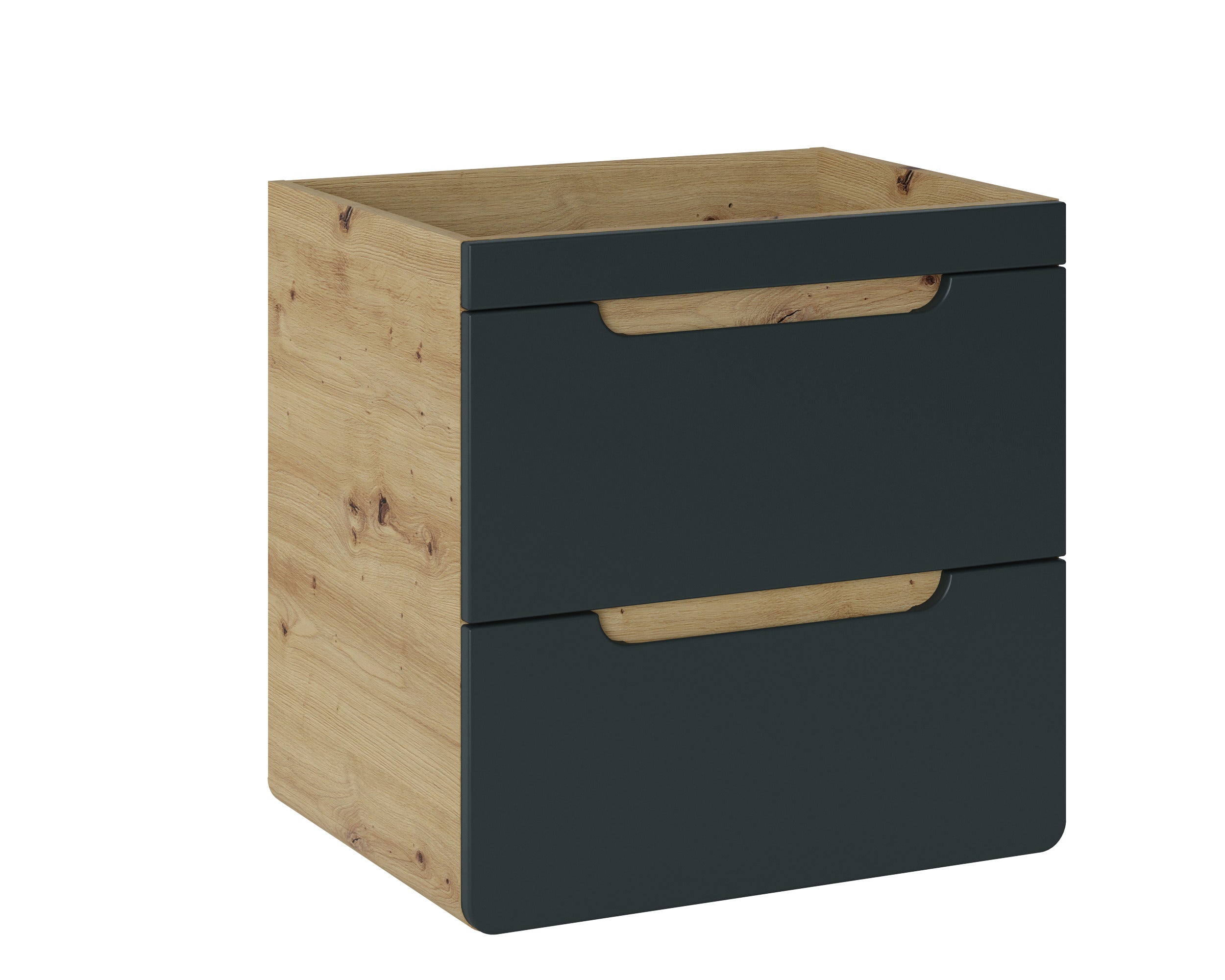 Aruba Unterschrank für Waschbecken, 60 cm, 2 Schubladen Craft Eiche, Cosmos Grey