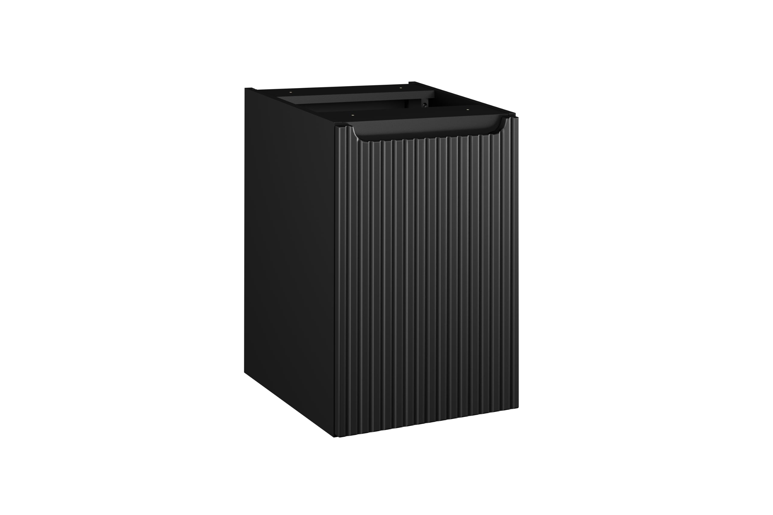 Nova Seitenschrank 40 cm mit Wäschekorb Schwarz Matt