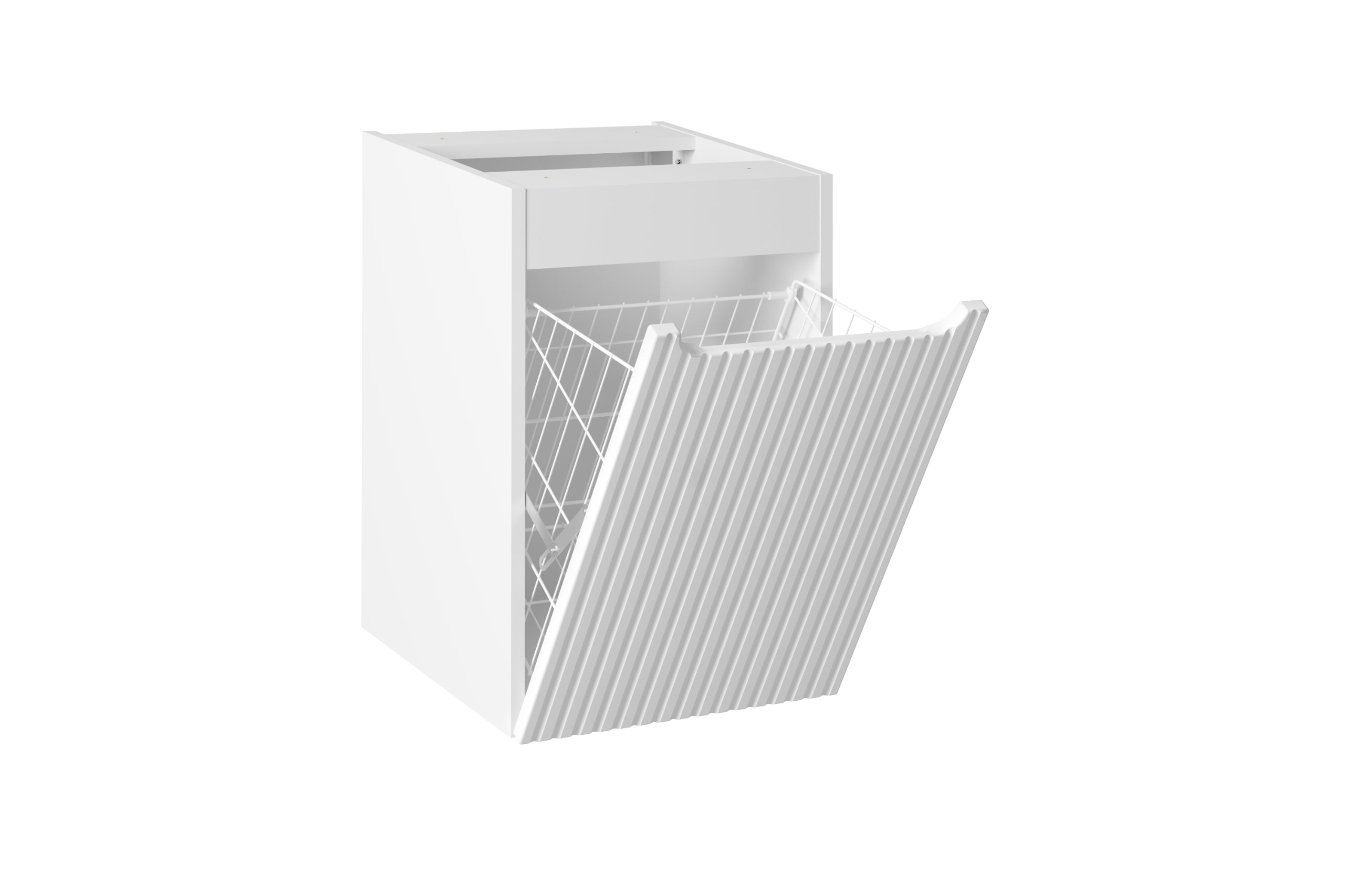 Nova Seitenschrank 40 cm mit Wäschekorb Weiß Matt