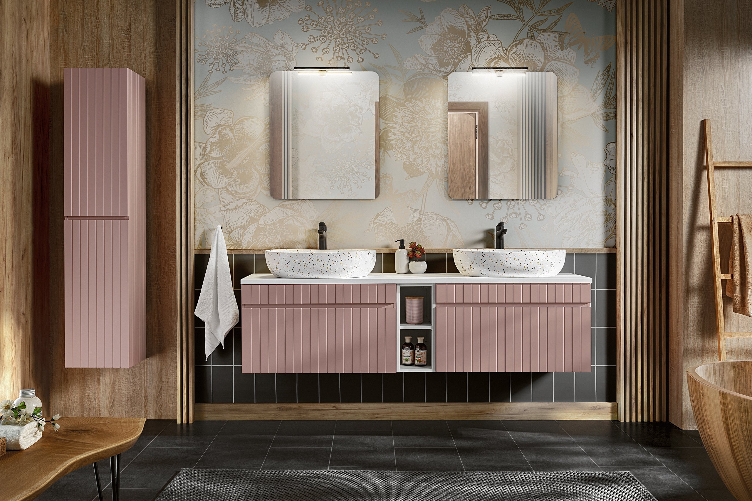 Iconic Waschbeckenunterschrank 80 cm, 1 Schublade Antike Rose