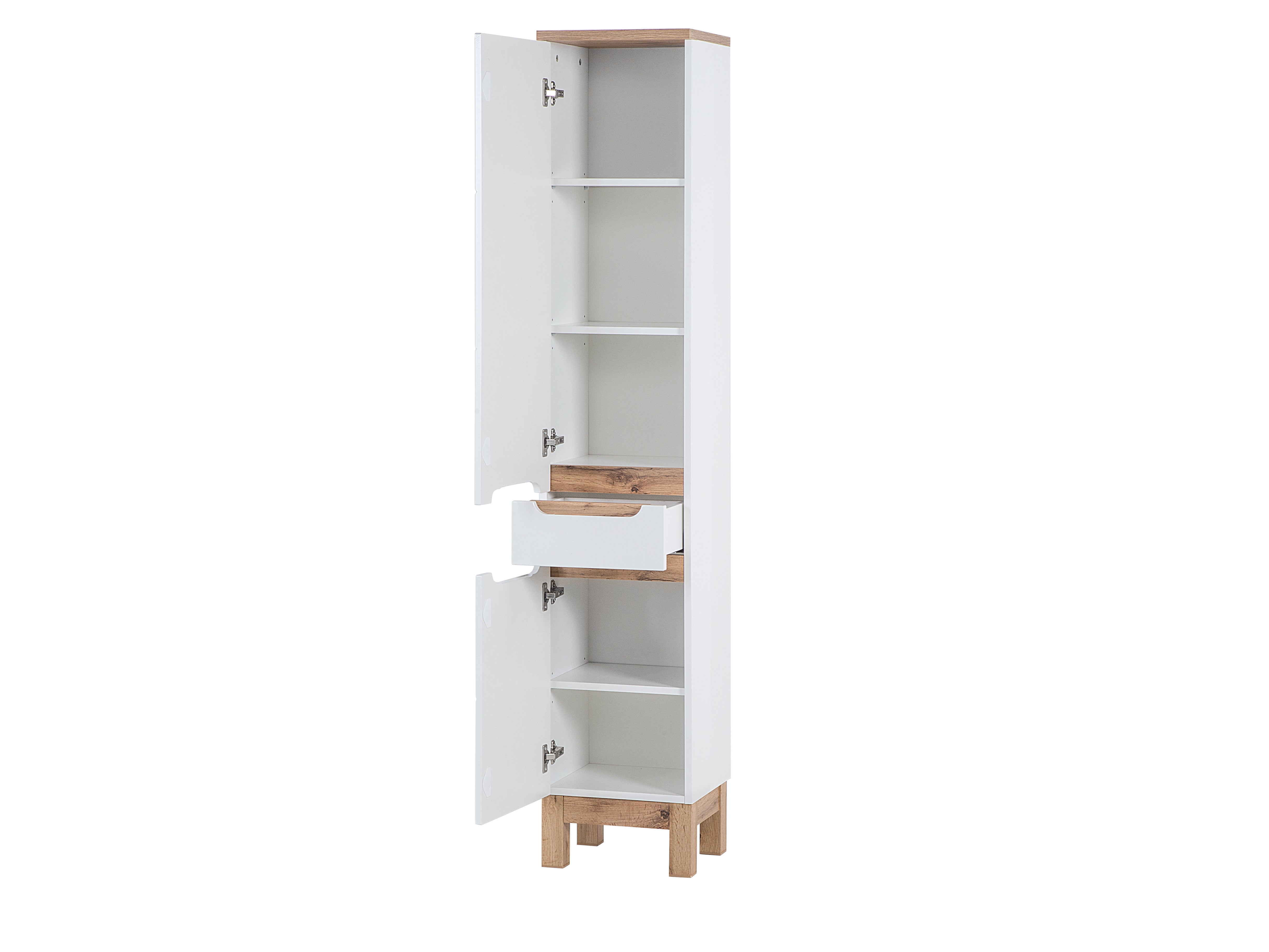 Bali Hochschrank, 2 Türen, 1 Schublade Weiß