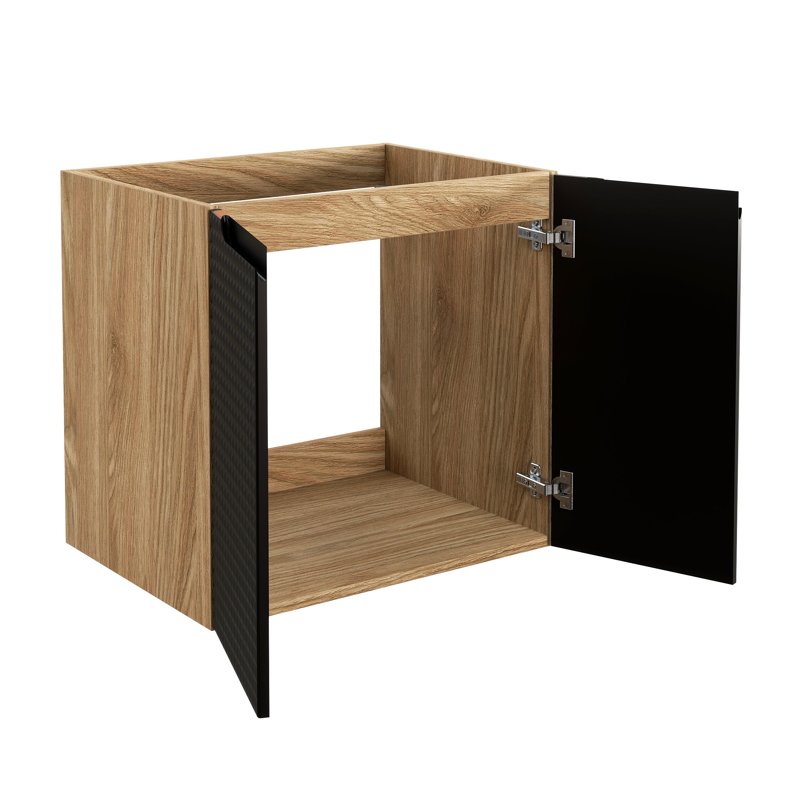 Luxor Waschbeckenunterschrank 60 cm, 2 Türen Schwarz Matt, Geölte Eiche