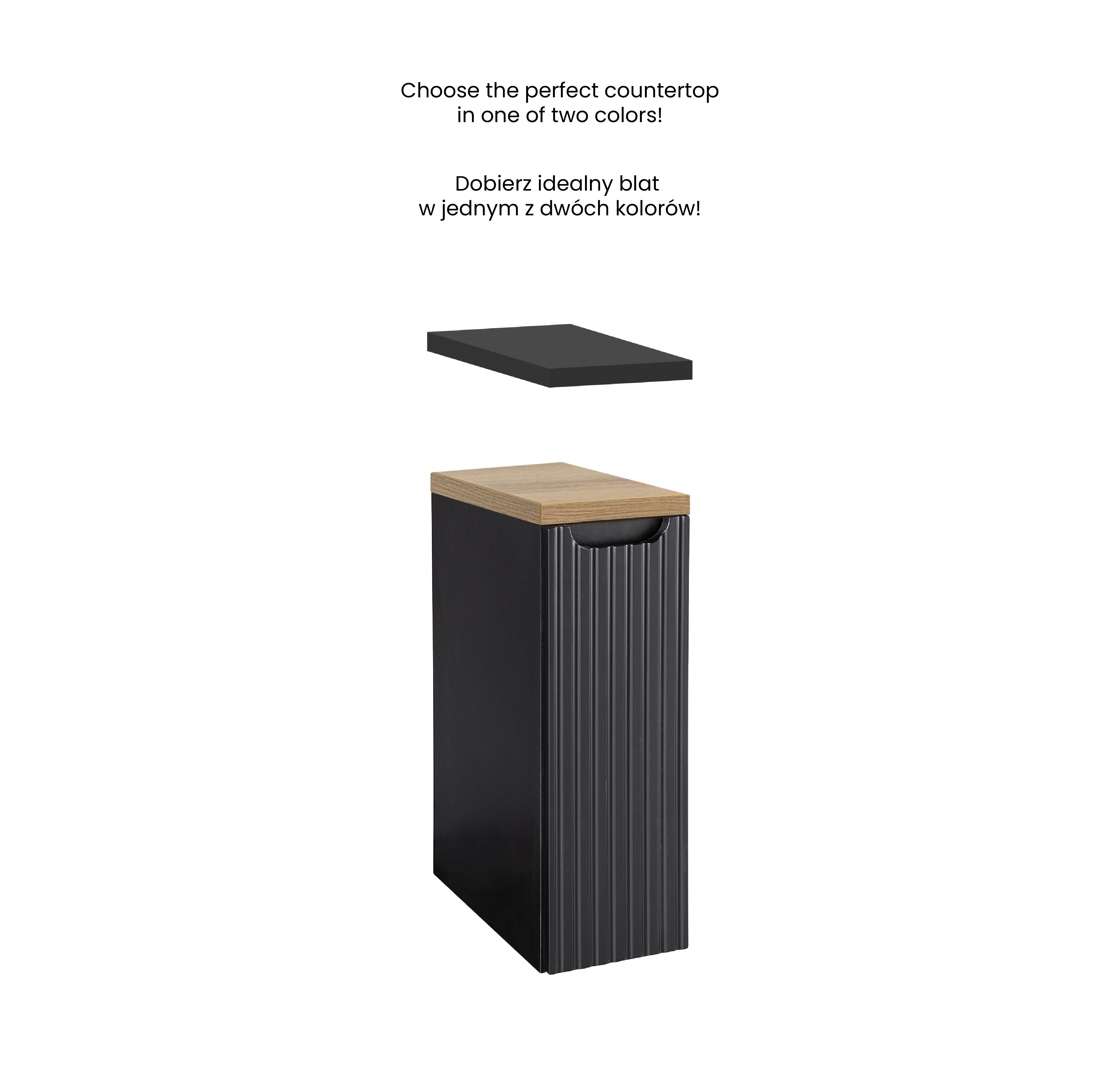 Nova Seitenschrank 20 cm 1 Tür Schwarz Matt