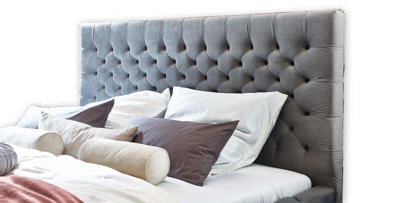 Polsterbett Chester Lux II Silbergrau – Premium Samtstoff