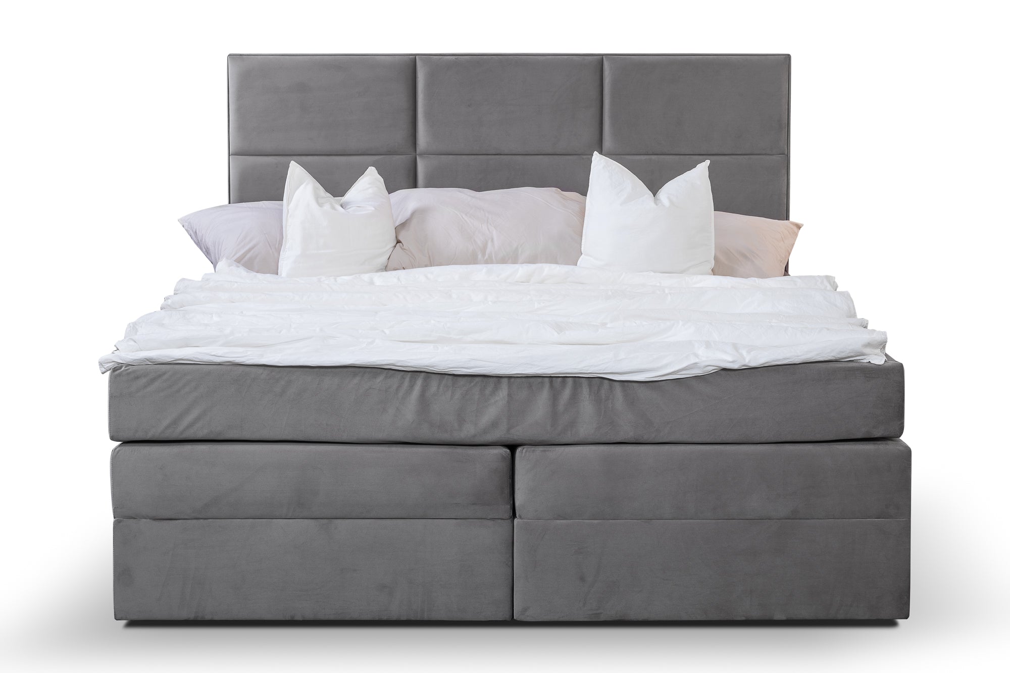 Boxspringbett Tommy Hellgrau – Premium Samtstoff