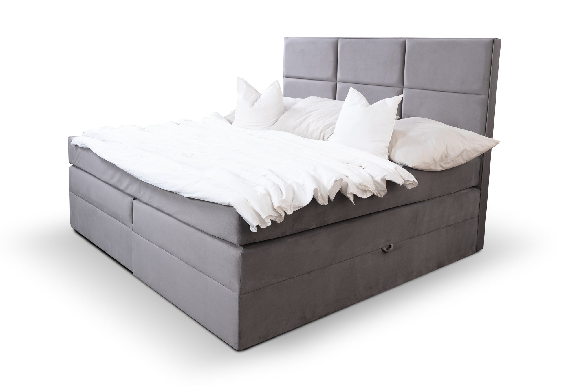 Boxspringbett Tommy Hellgrau – Premium Samtstoff