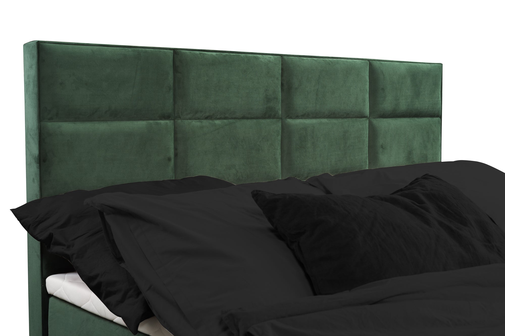 Boxspringbett Meran Grün | Elegantes Boxspringbett mit modernem Karomuster