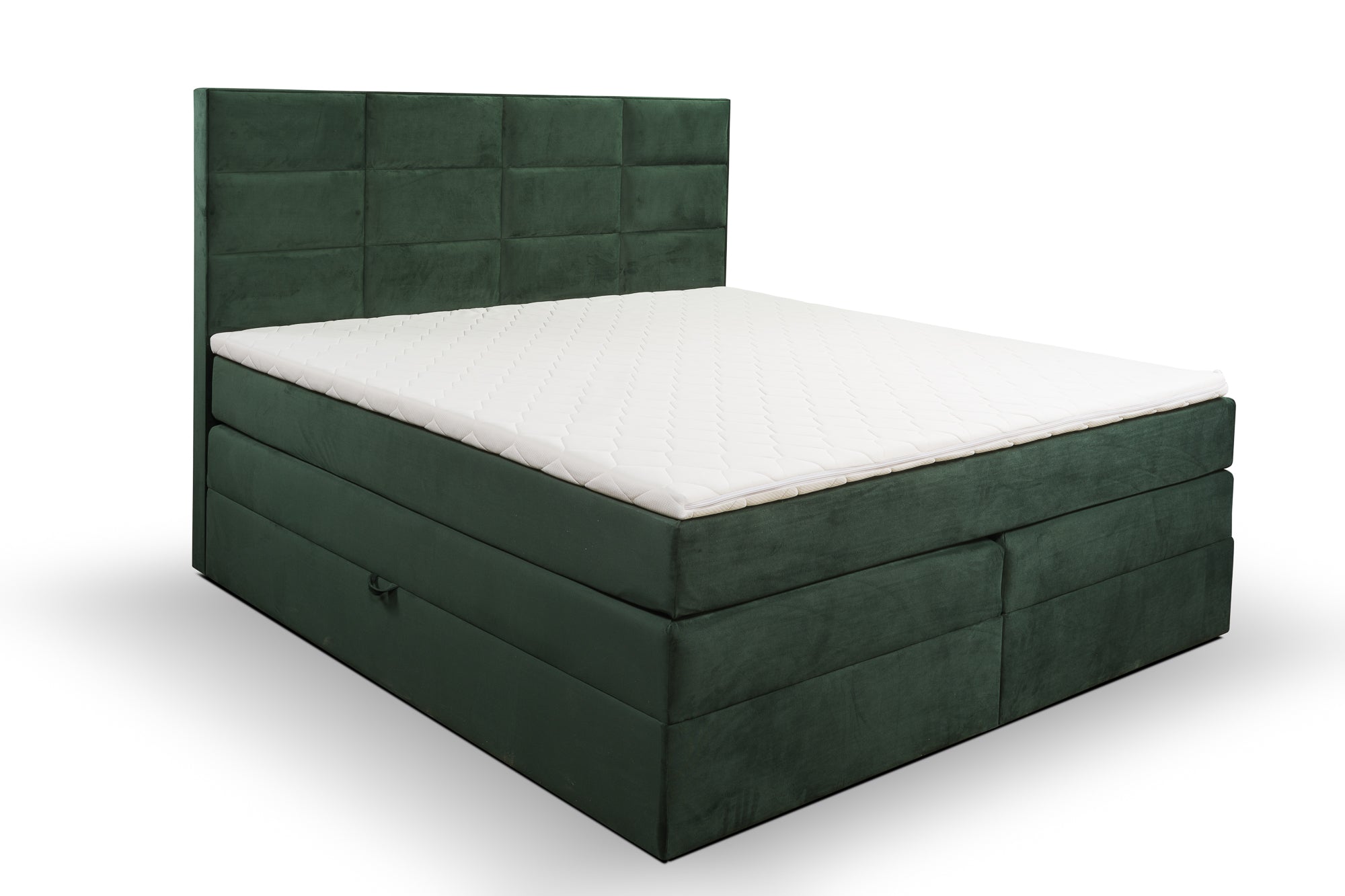 Boxspringbett Meran Grün | Elegantes Boxspringbett mit modernem Karomuster